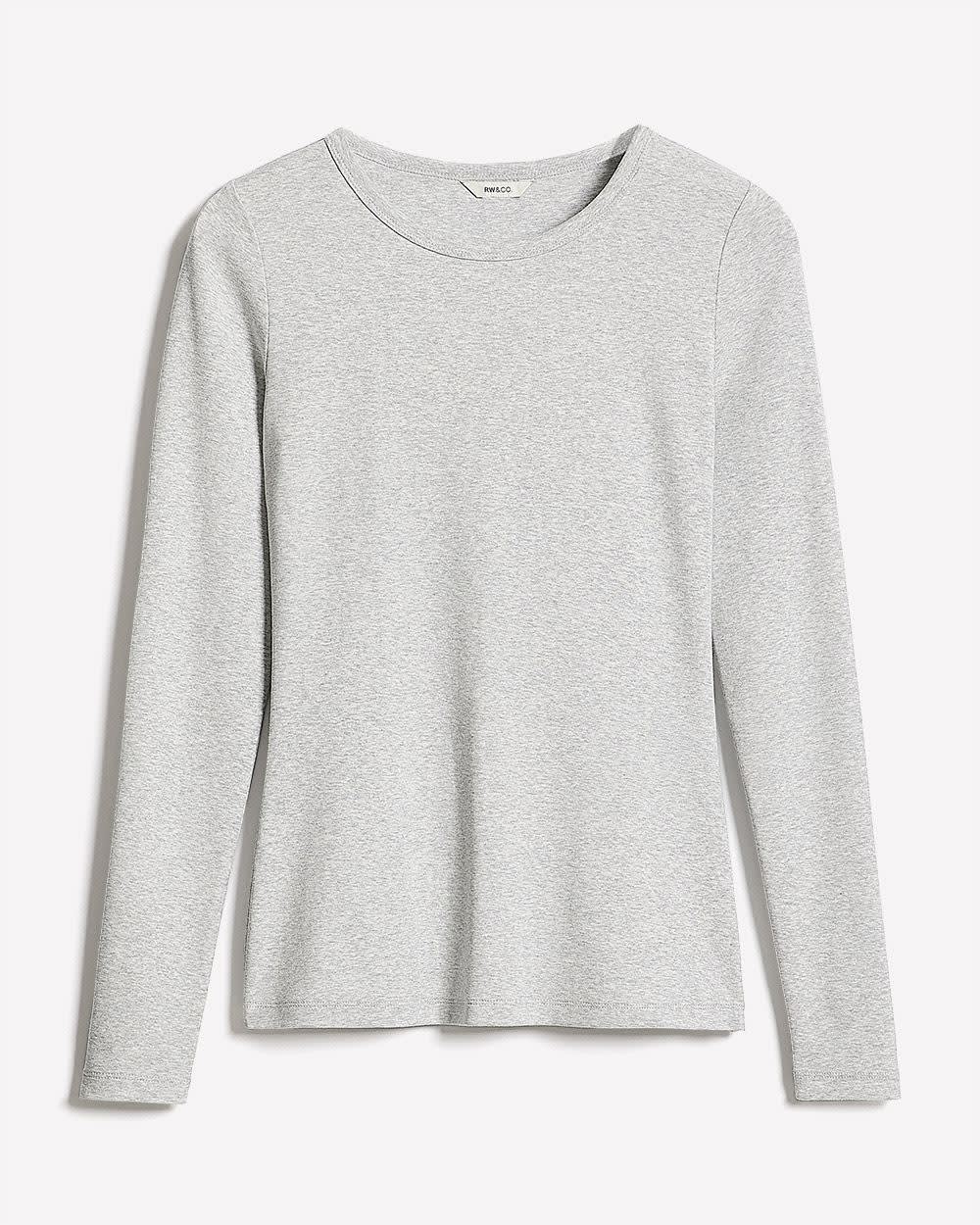 Luxe Knit Long-Sleeve Crew-Neck Fitted Ribbed Tee rw&co Special Offer