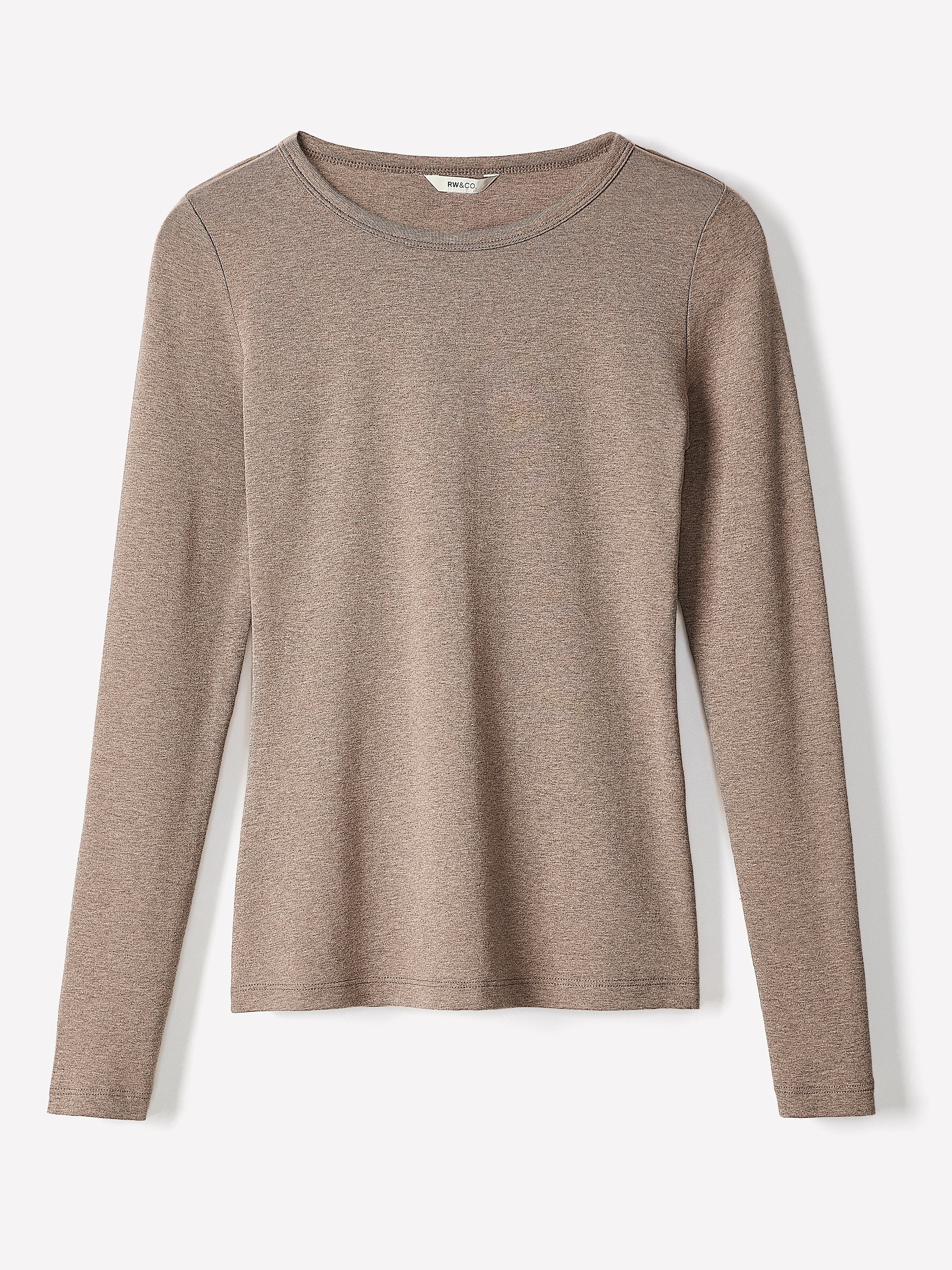 Luxe Knit Long-Sleeve Crew-Neck Fitted Ribbed Tee rw&co Special Offer