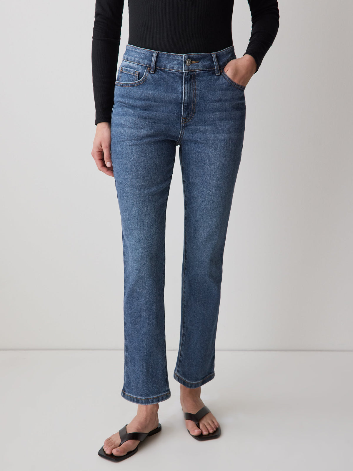Deep-Blue Mid-Rise Skinny Jeans rw&co Limited Time Discount