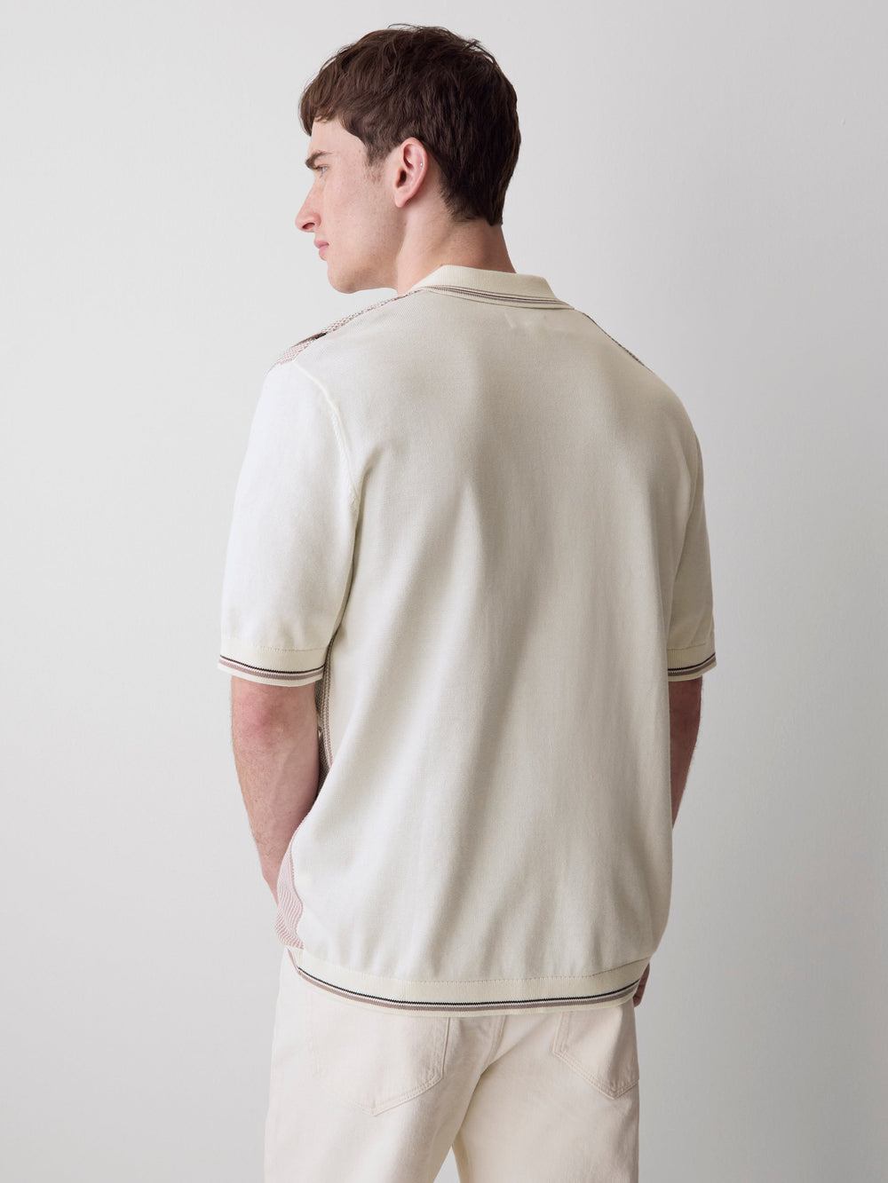 Short-Sleeve Shirt Sweater with Vertical Stripes rw&co Exclusive Sale Price