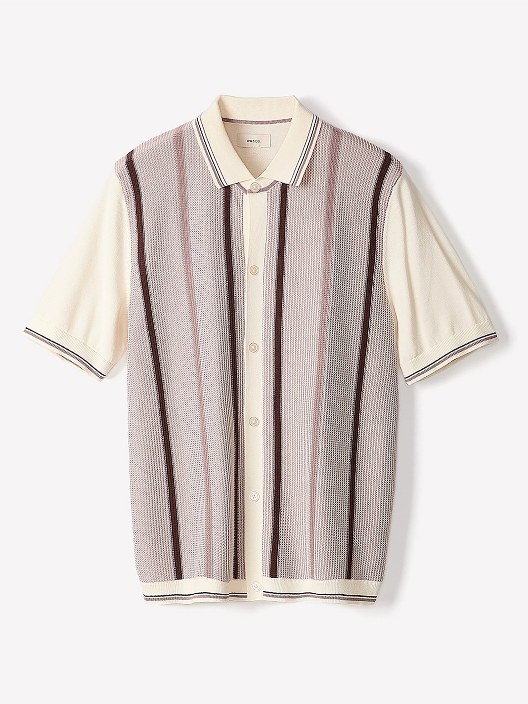 Short-Sleeve Shirt Sweater with Vertical Stripes rw&co Exclusive Sale Price