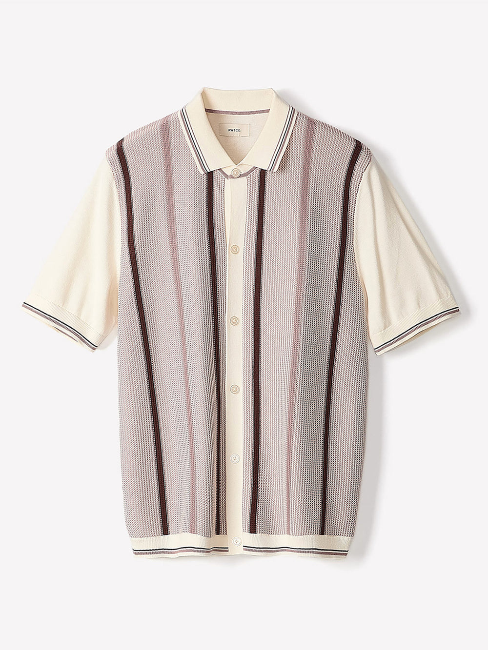 Short-Sleeve Shirt Sweater with Vertical Stripes rw&co Exclusive Sale Price