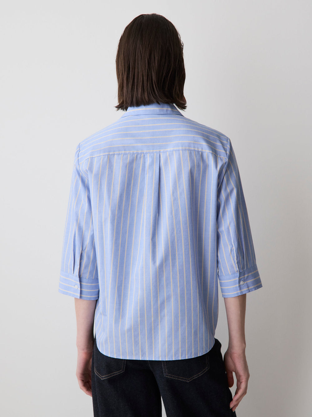 Striped Buttoned-Down Cotton Blouse rw&co Limited Time Discount
