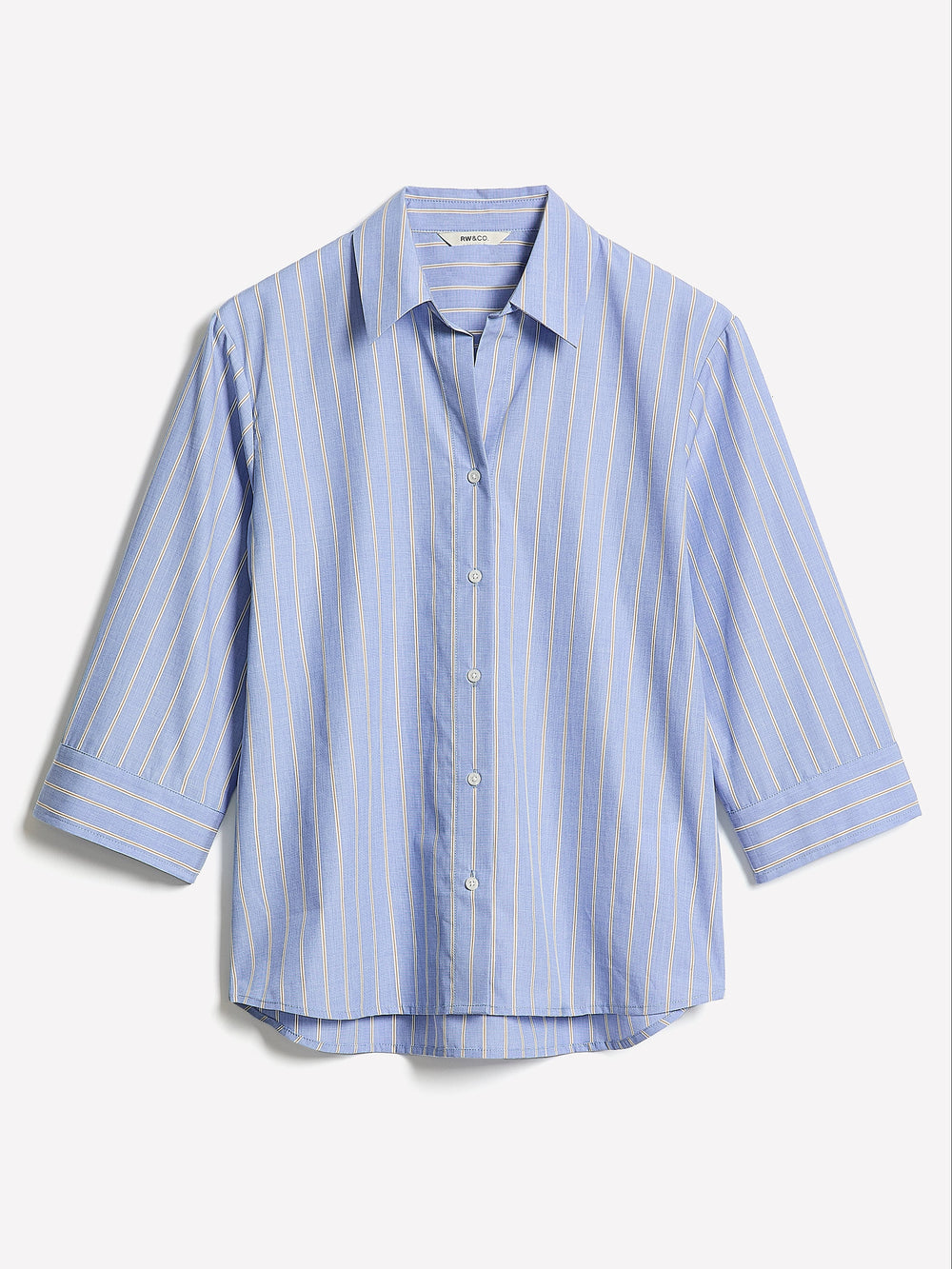 Striped Buttoned-Down Cotton Blouse rw&co Limited Time Discount