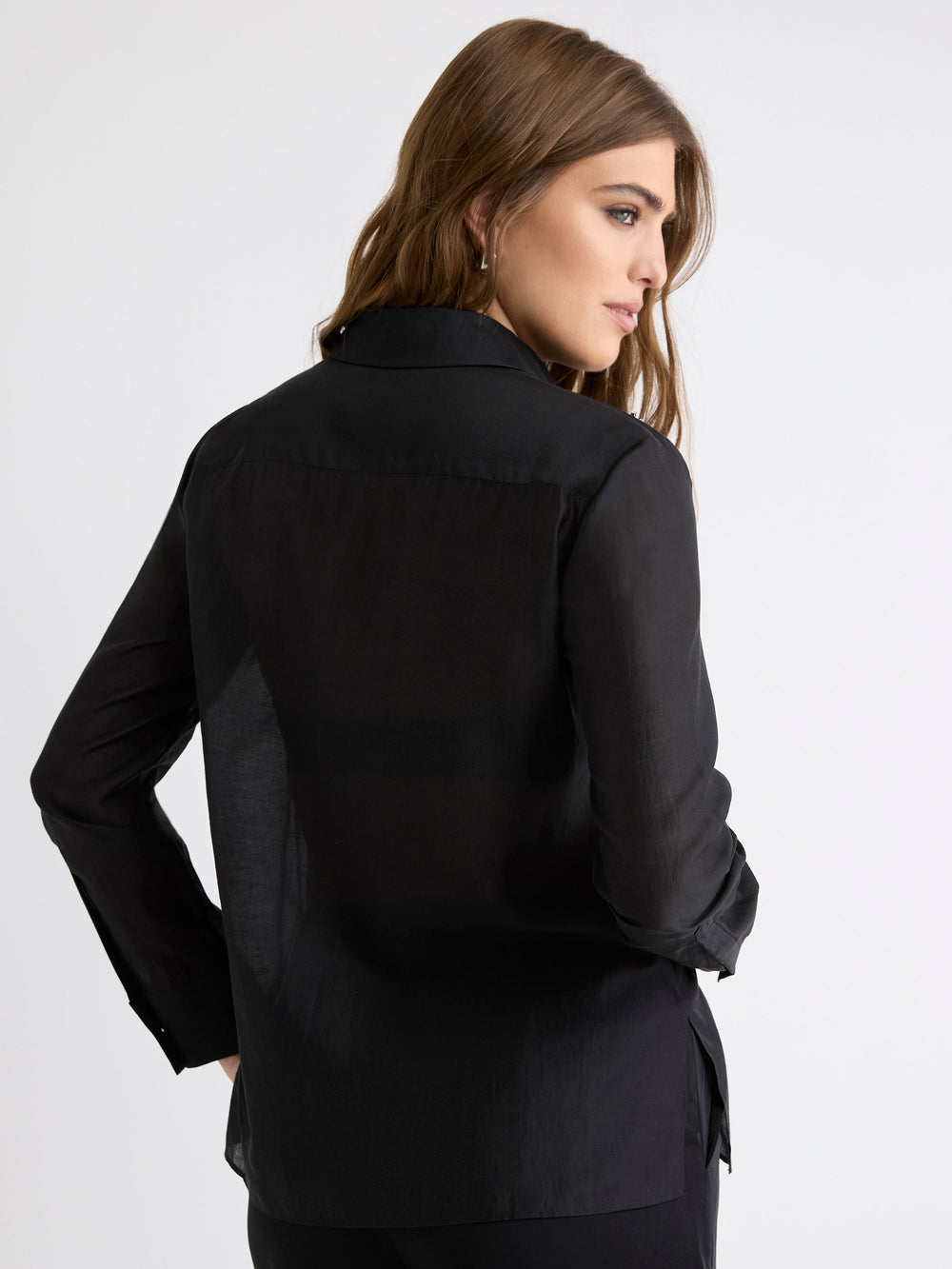 Long-Sleeve Buttoned-Down Blouse with Rhinestones rw&co On Sale