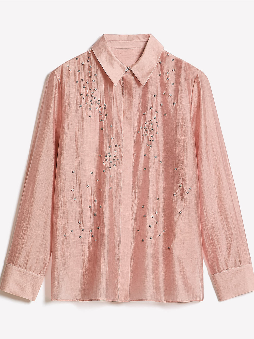 Long-Sleeve Buttoned-Down Blouse with Rhinestones rw&co On Sale