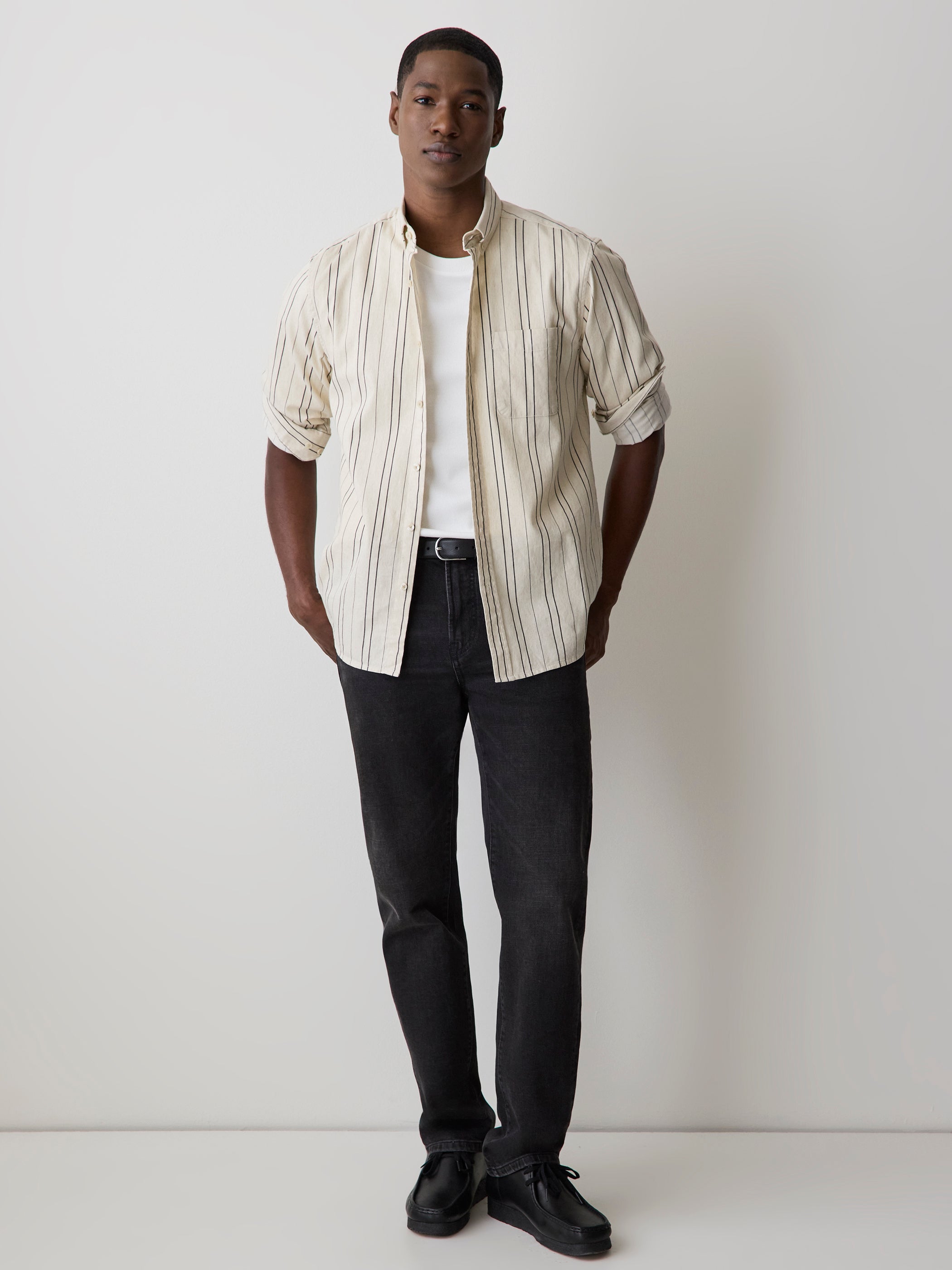 Short-Sleeve Crew-Neck Ribbed Tee rw&co Special Offer