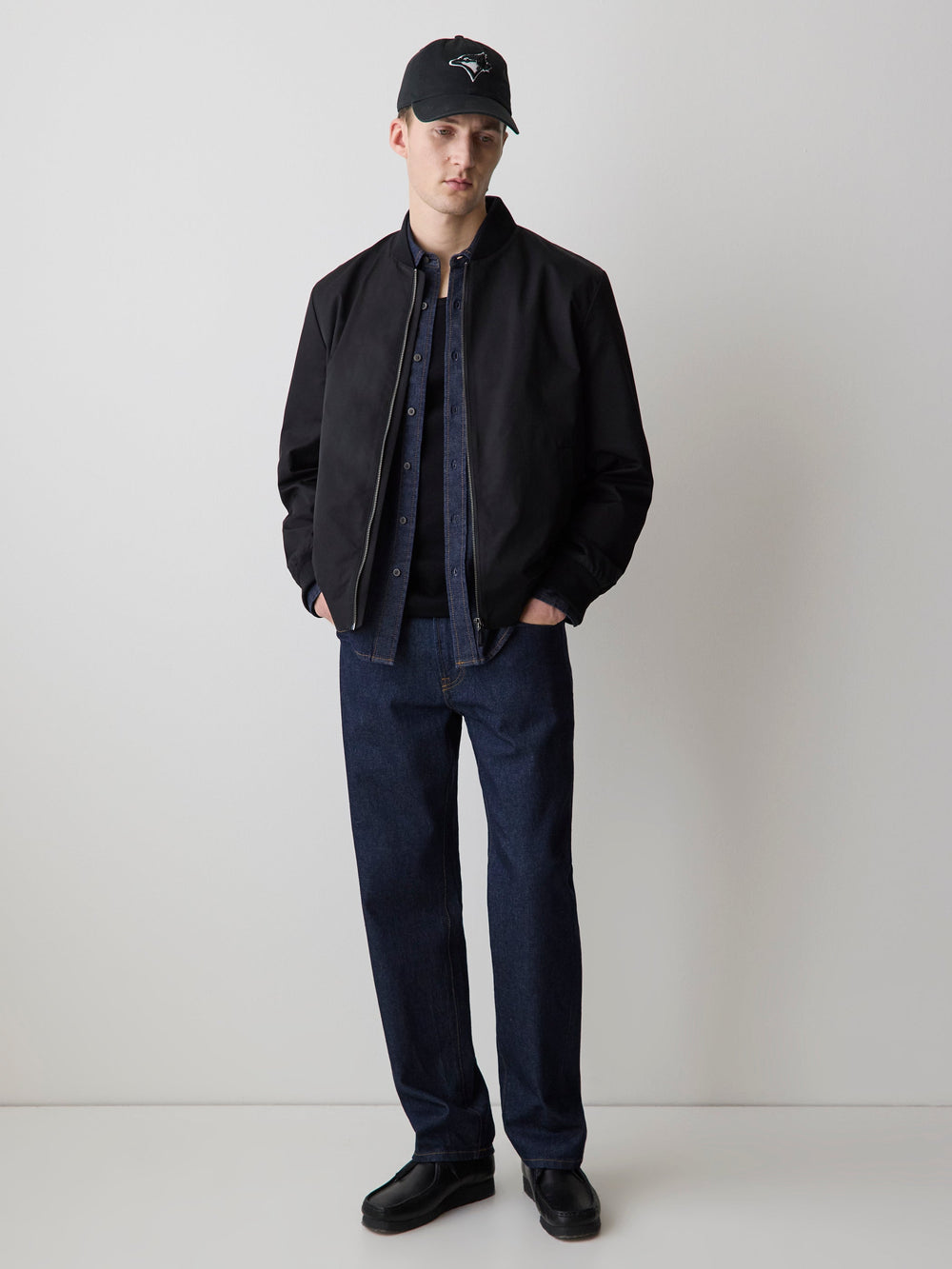 Black Twill Bomber Jacket rw&co On Sale