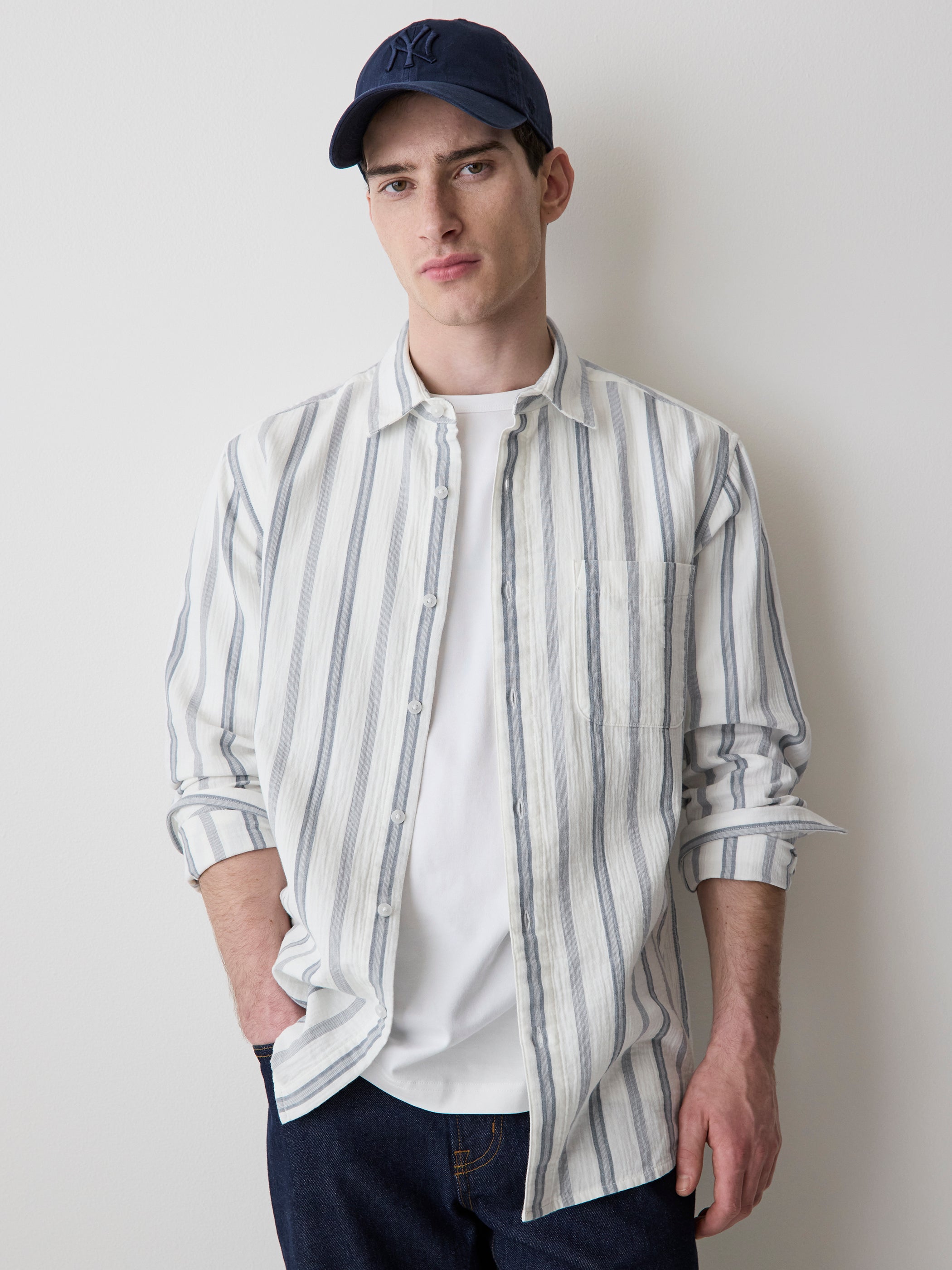 Striped Long-Sleeve Gauze Shirt rw&co Special Promo Price