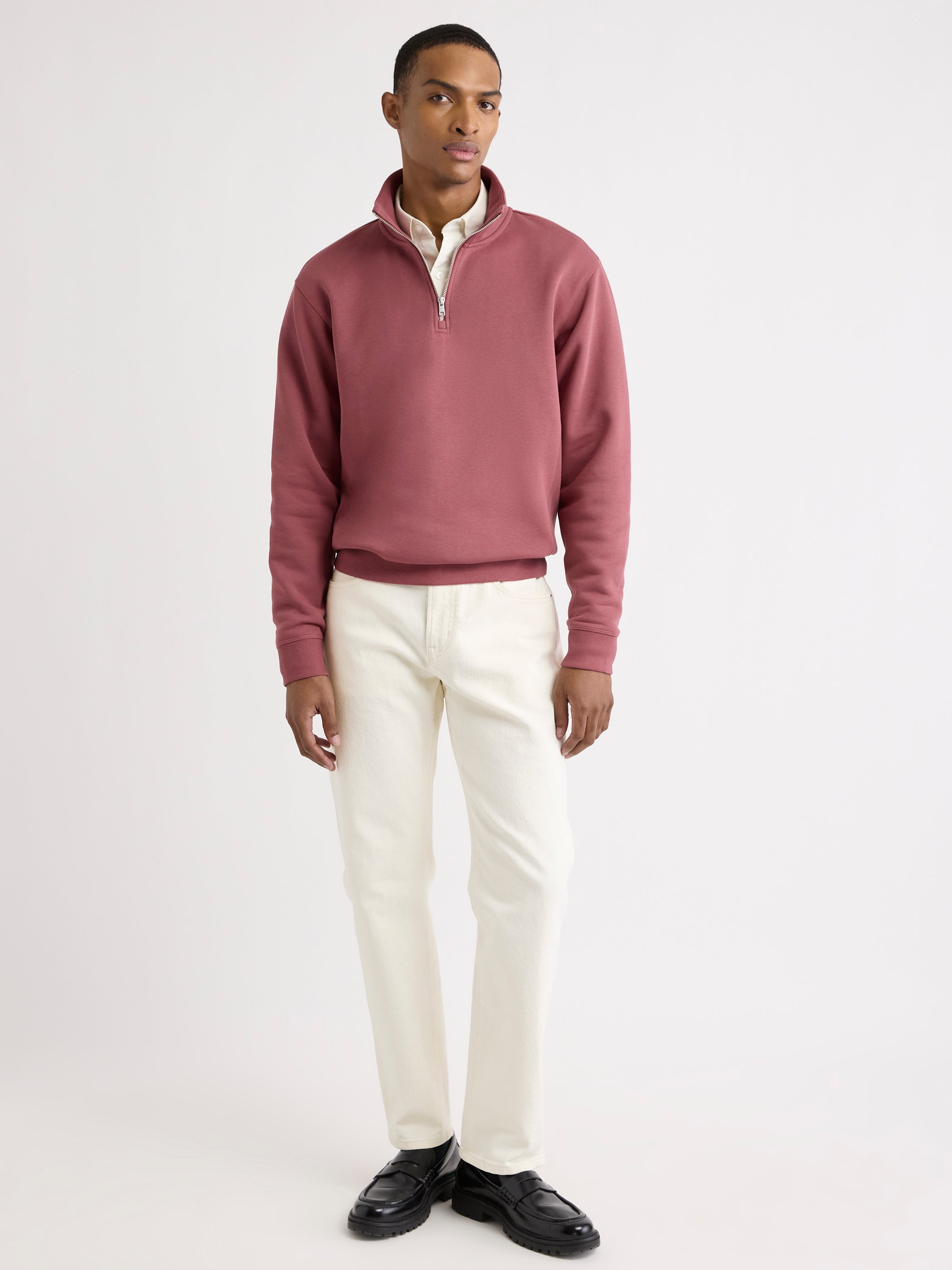 Long-Sleeve Quarter-Zip Mock-Neck Sweater rw&co Special Promo Price
