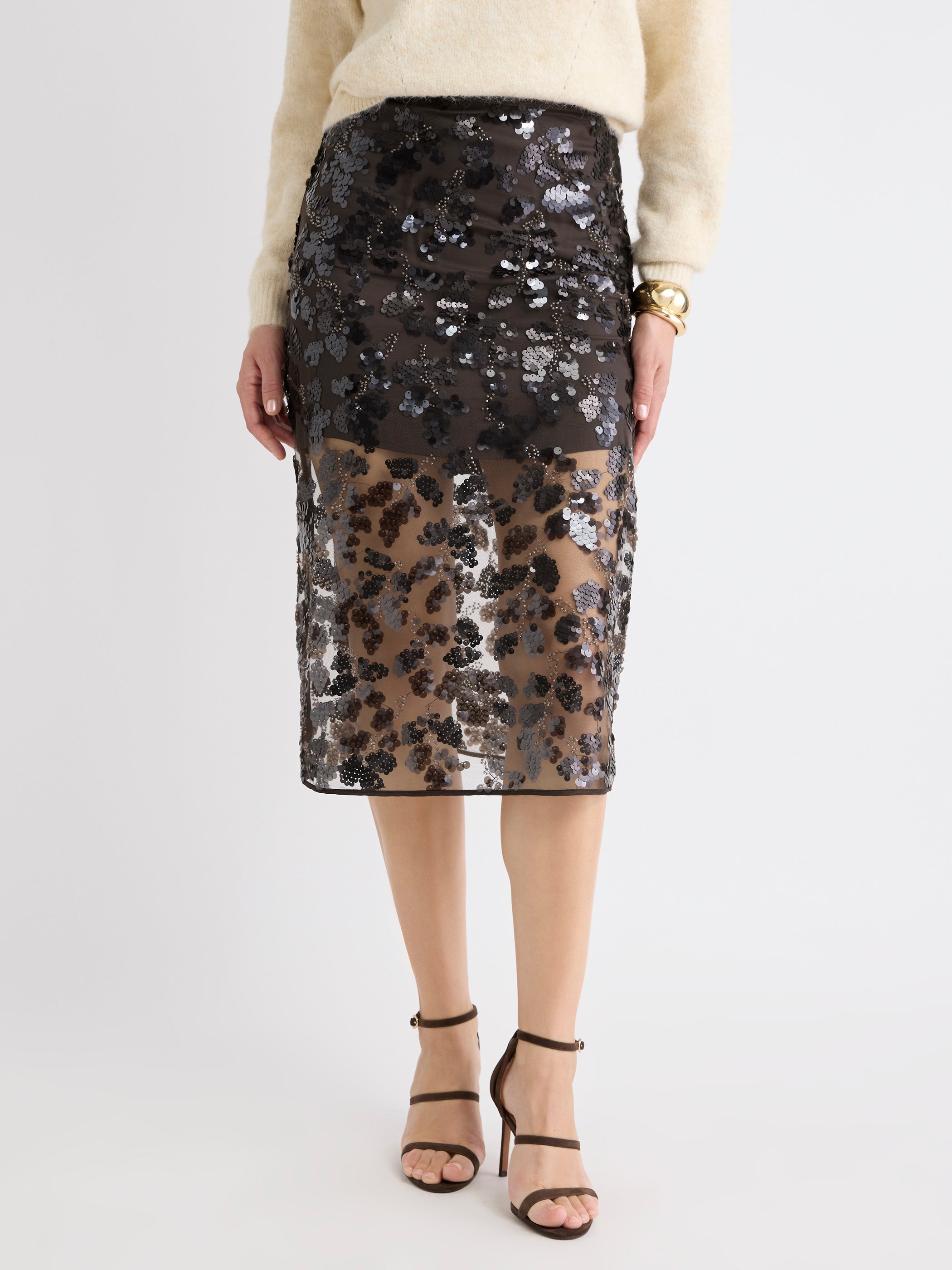 High-Rise Sequin Midi Skirt rw&co Special Offer