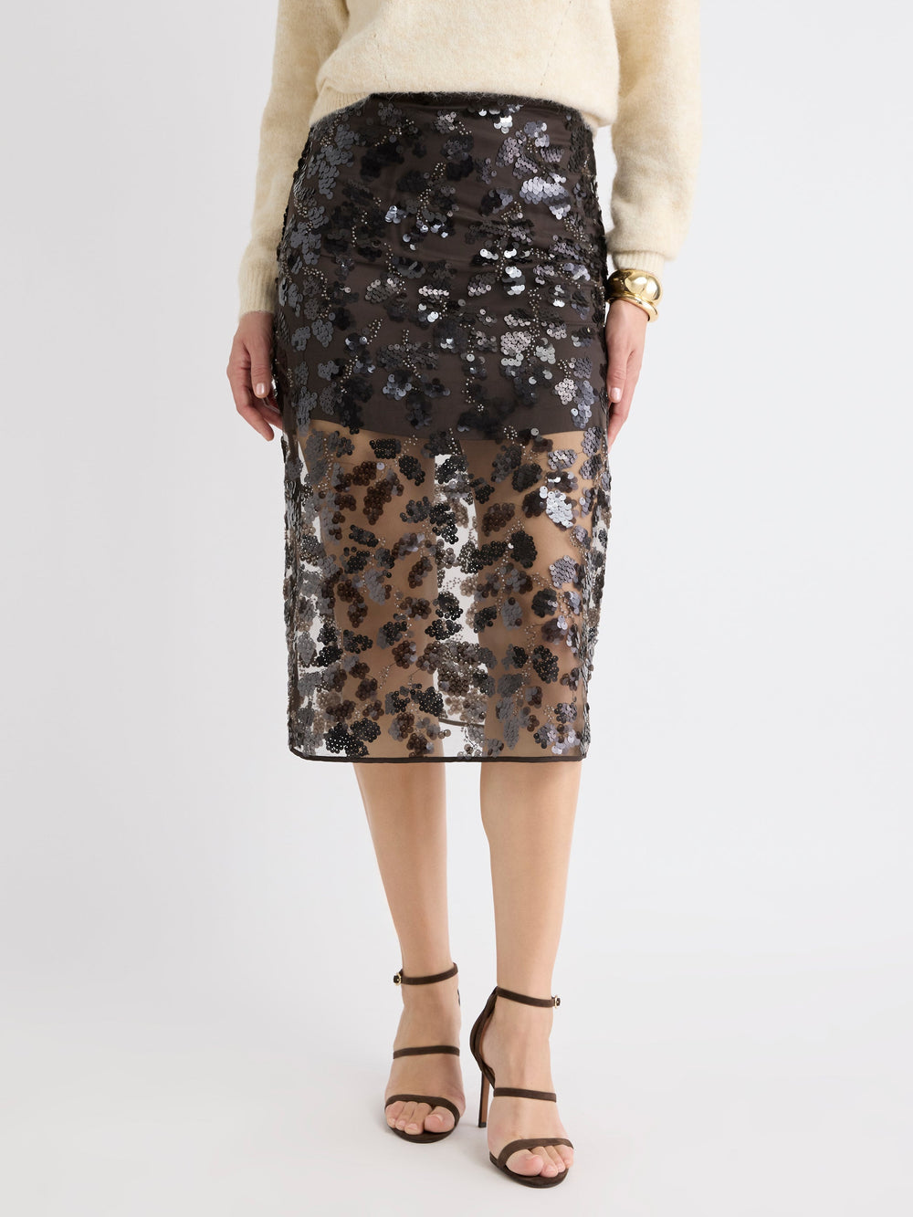 High-Rise Sequin Midi Skirt rw&co Special Offer