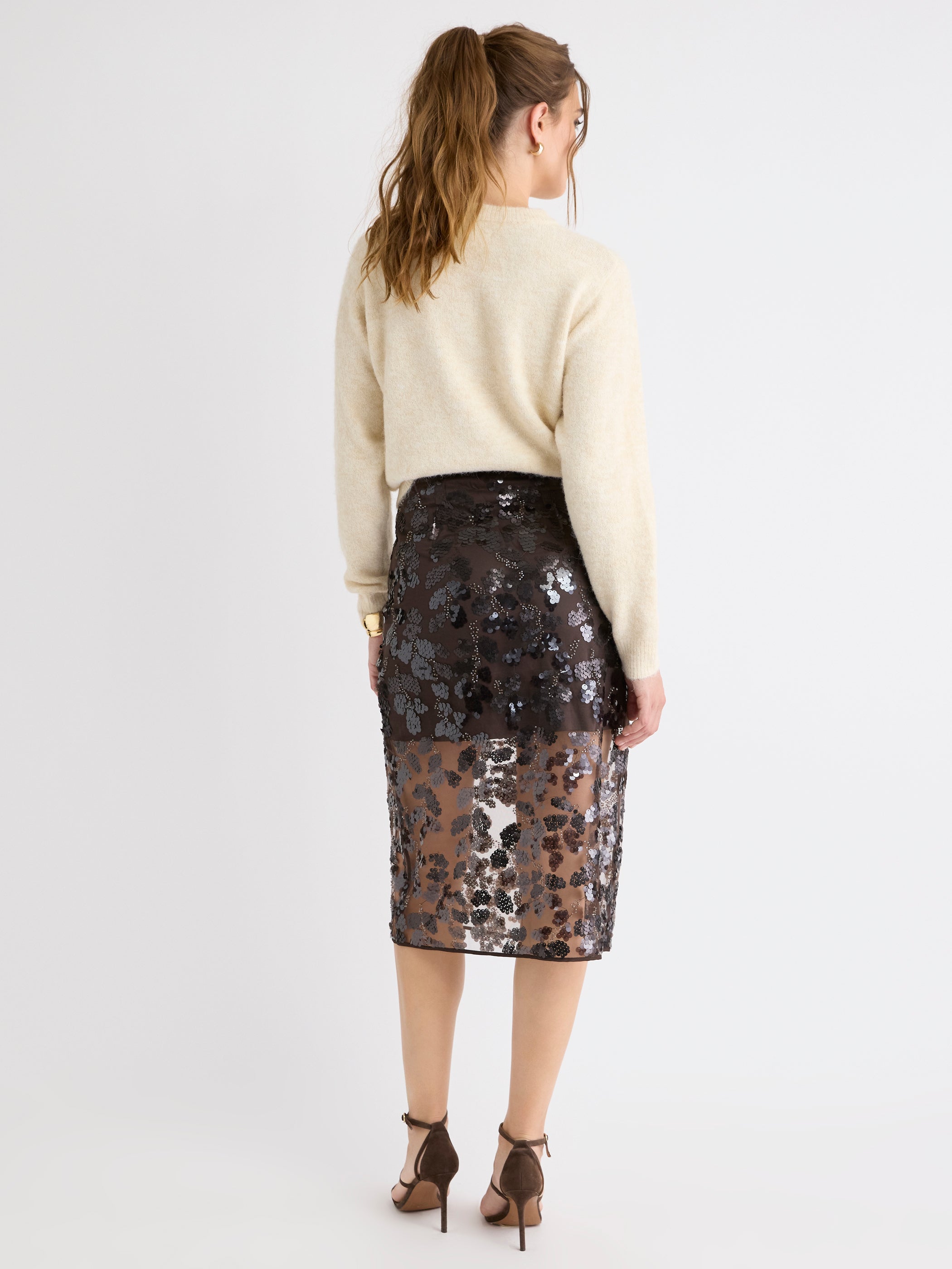 High-Rise Sequin Midi Skirt rw&co Special Offer