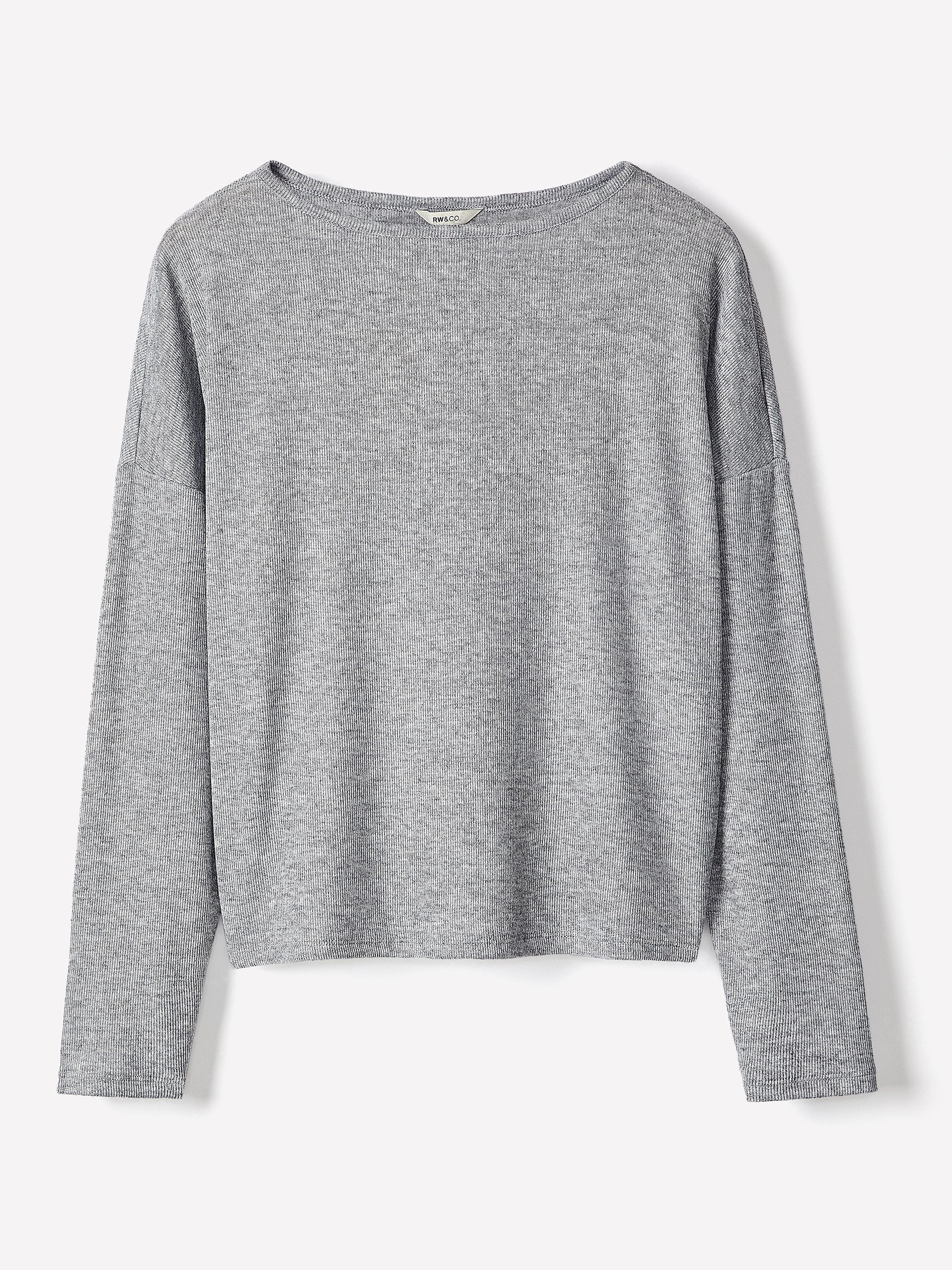 Long-Sleeve Crew-Neck Ribbed Top rw&co Great Value Deal