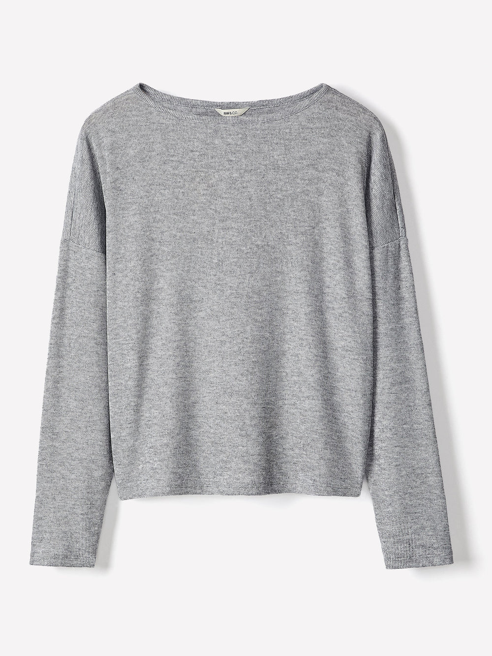 Long-Sleeve Crew-Neck Ribbed Top rw&co Great Value Deal