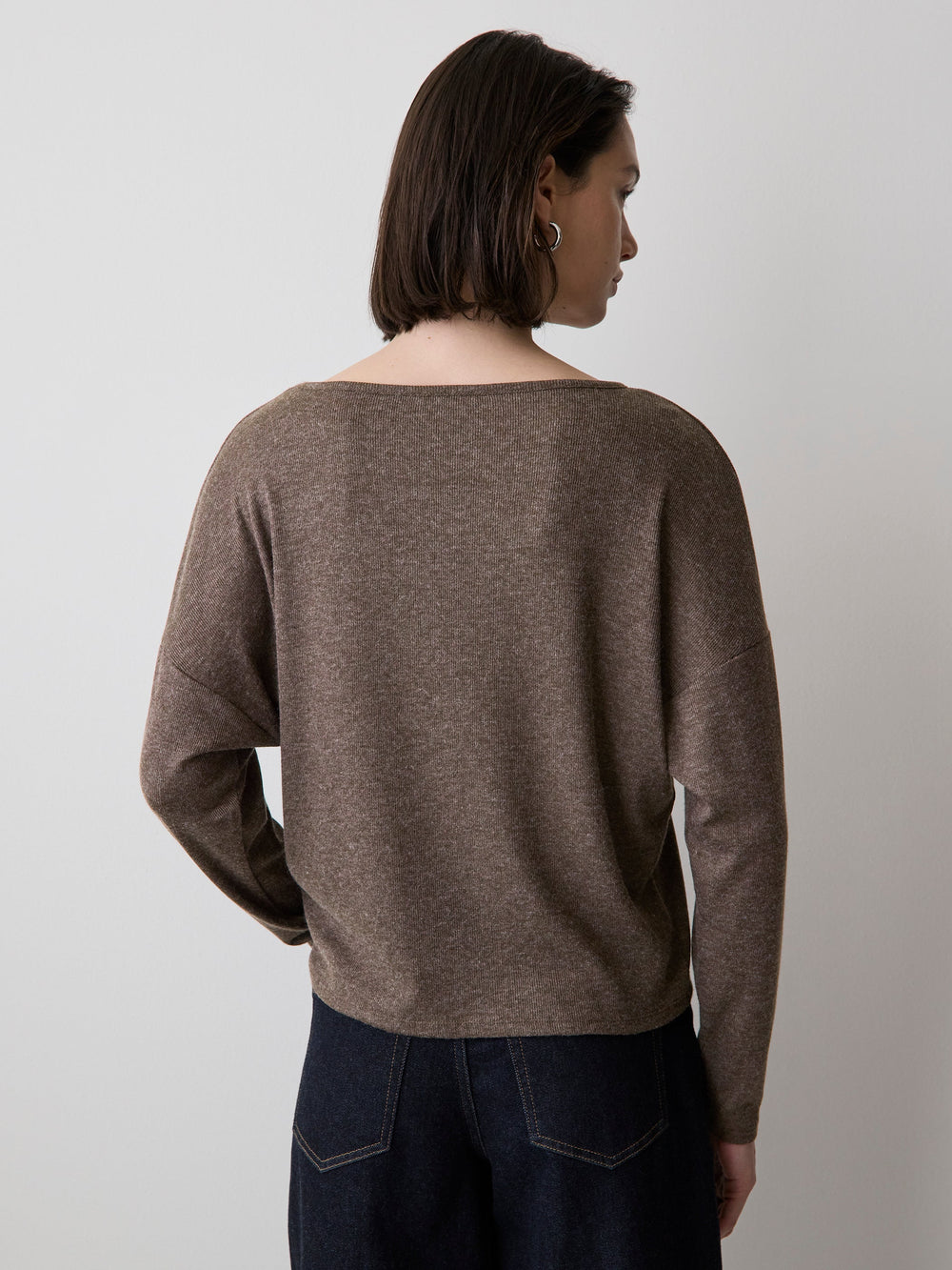 Long-Sleeve Crew-Neck Ribbed Top rw&co Great Value Deal