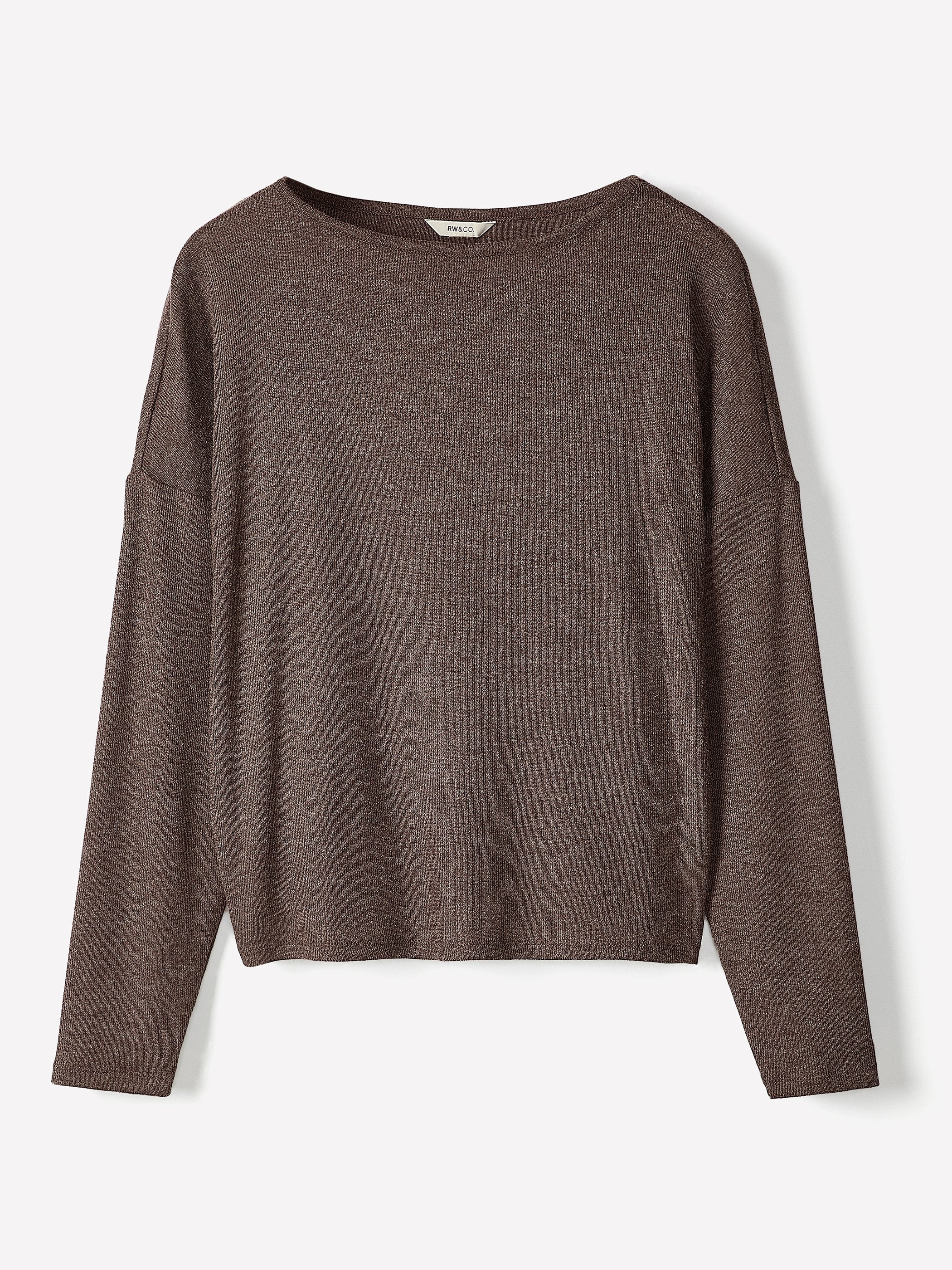 Long-Sleeve Crew-Neck Ribbed Top rw&co Great Value Deal