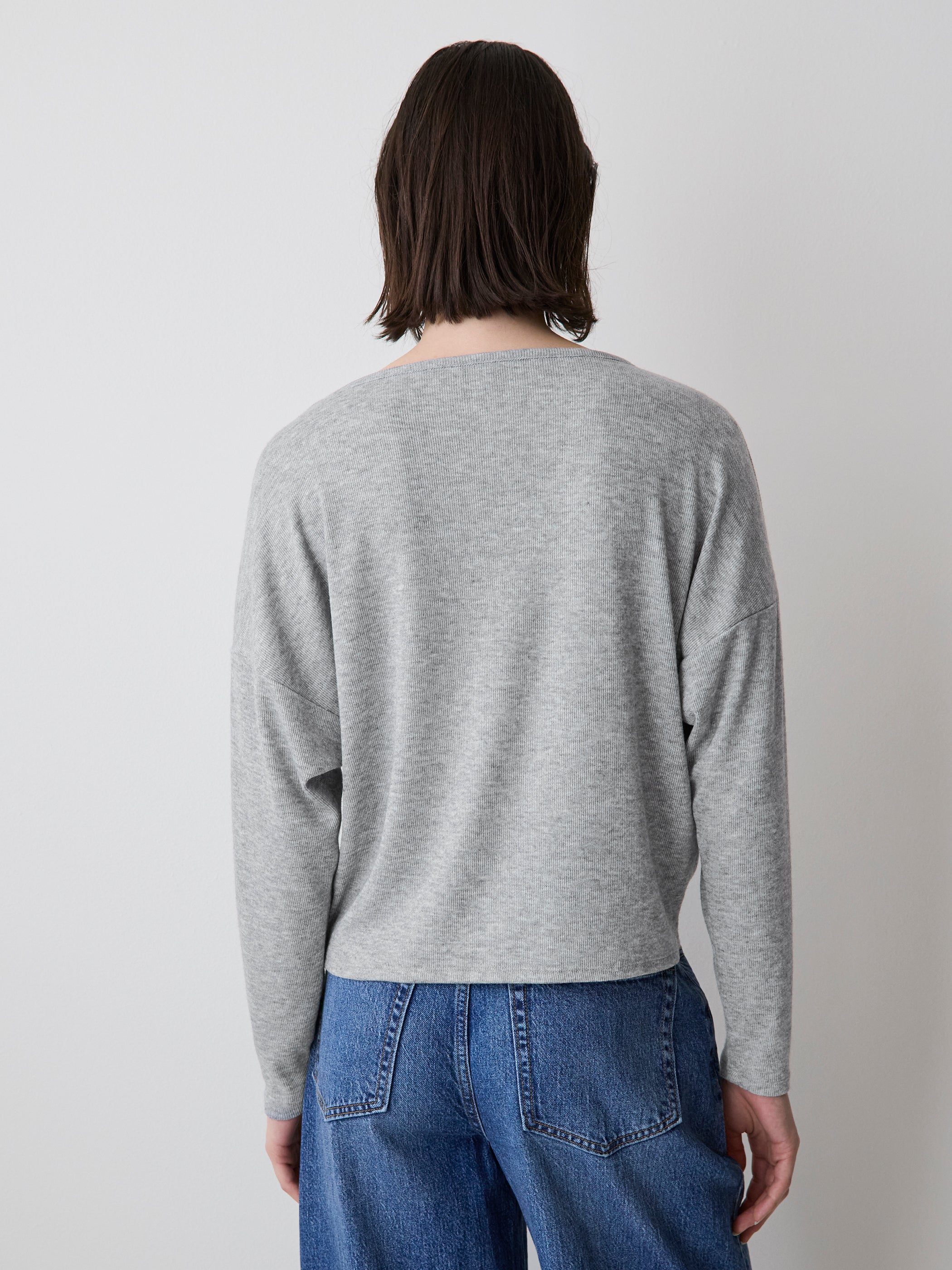 Long-Sleeve Crew-Neck Ribbed Top rw&co Great Value Deal