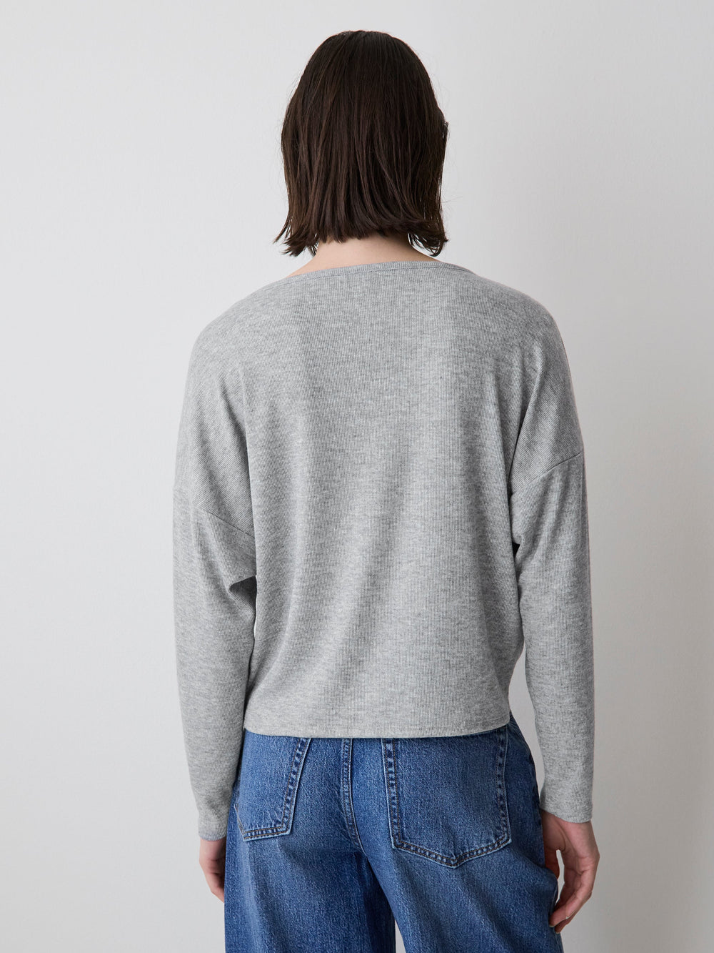 Long-Sleeve Crew-Neck Ribbed Top rw&co Great Value Deal