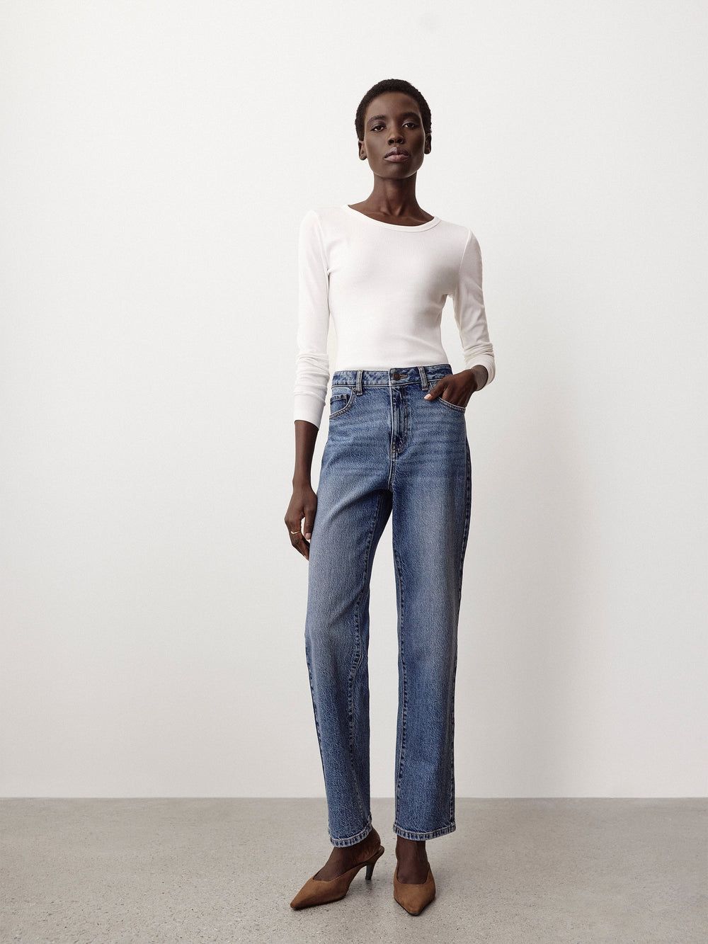 Cropped Straight-Leg Jeans rw&co Limited Time Discount