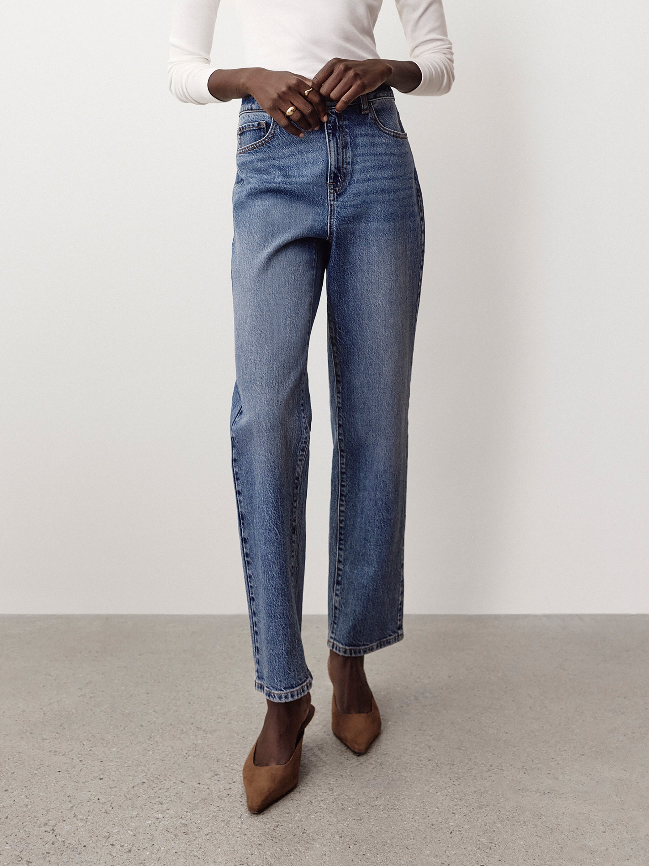 Cropped Straight-Leg Jeans rw&co Limited Time Discount