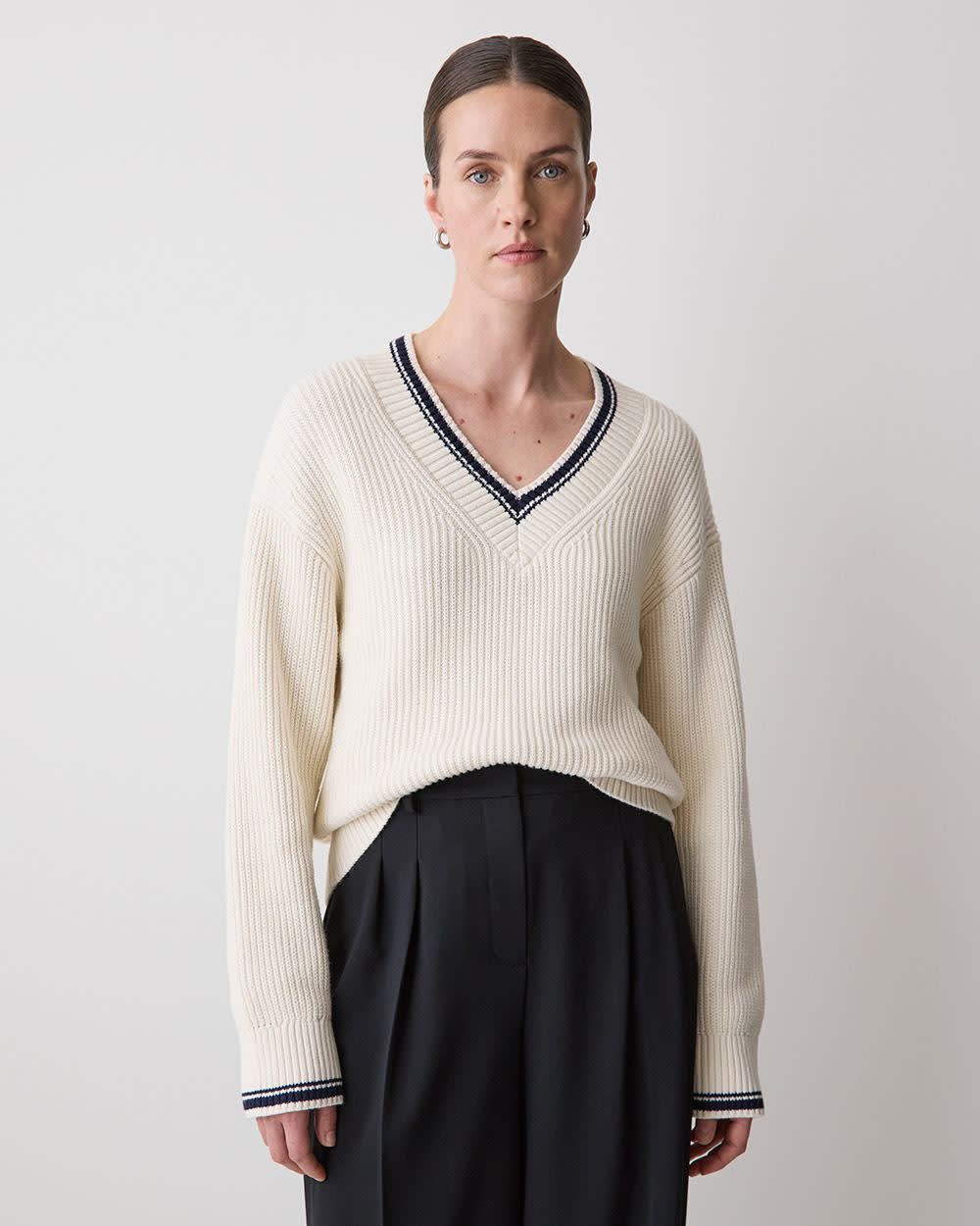 Long-Sleeve V-Neck Sweater rw&co On Sale