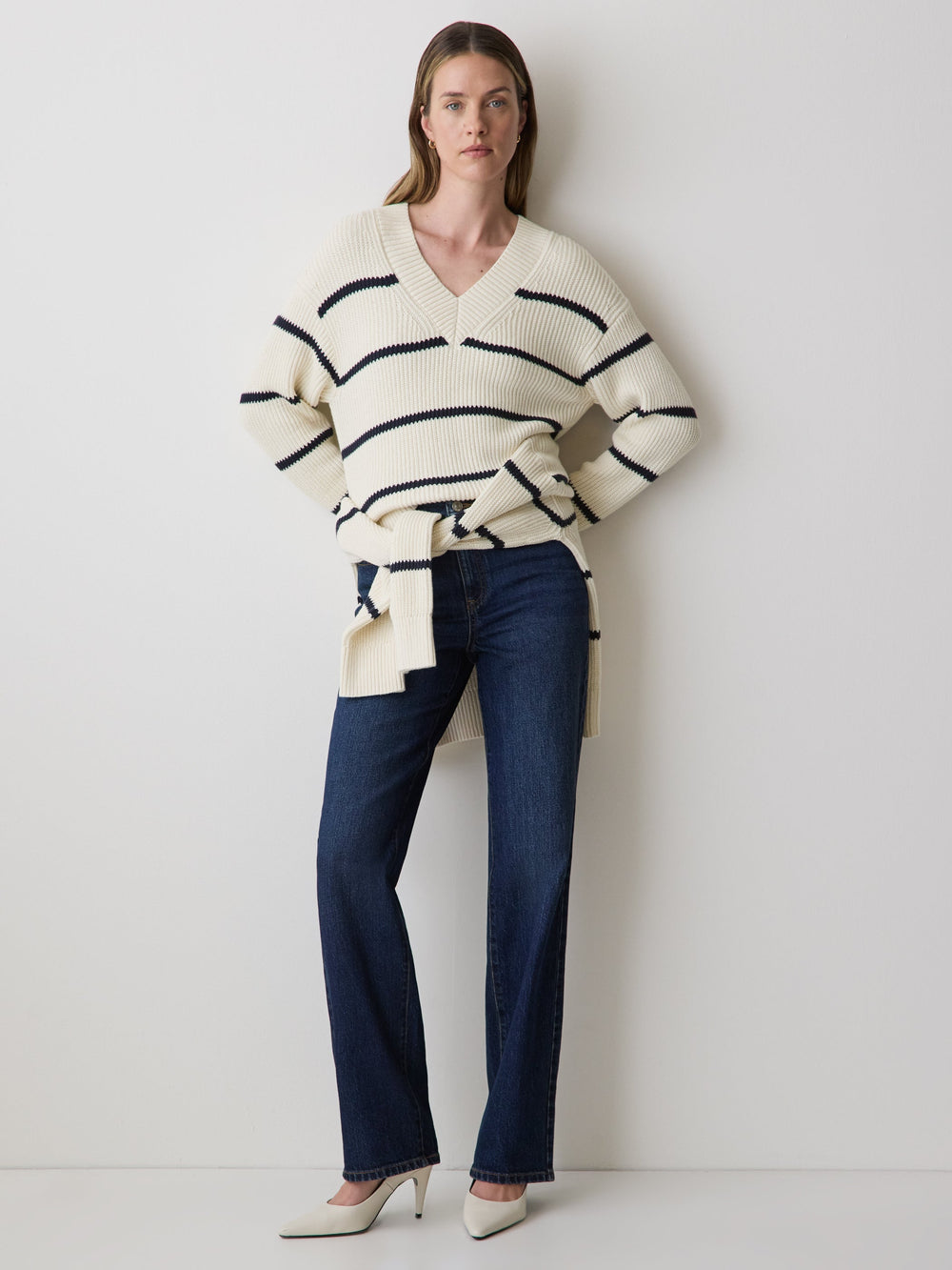 Long-Sleeve V-Neck Sweater rw&co On Sale