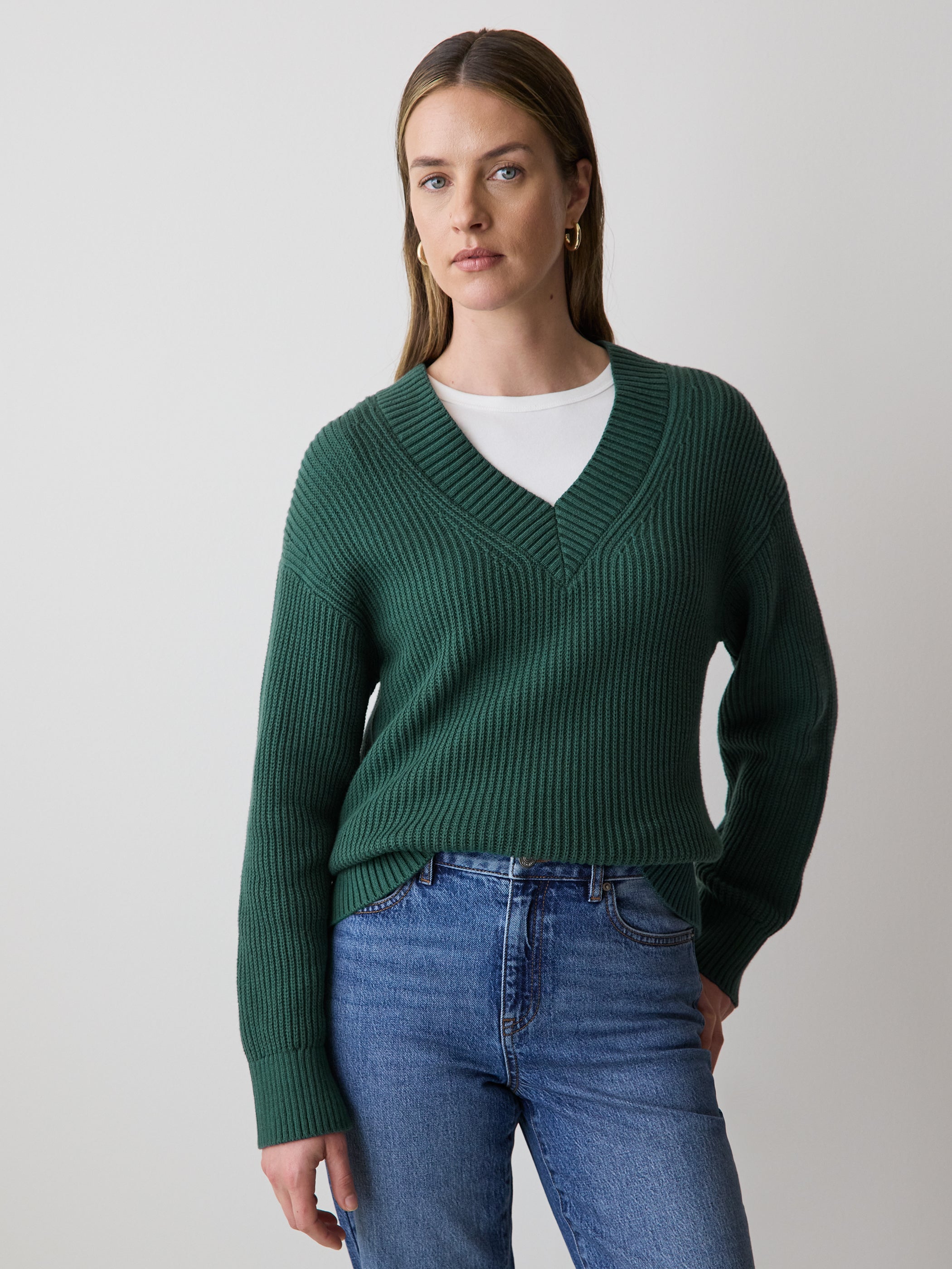 Long-Sleeve V-Neck Sweater rw&co On Sale