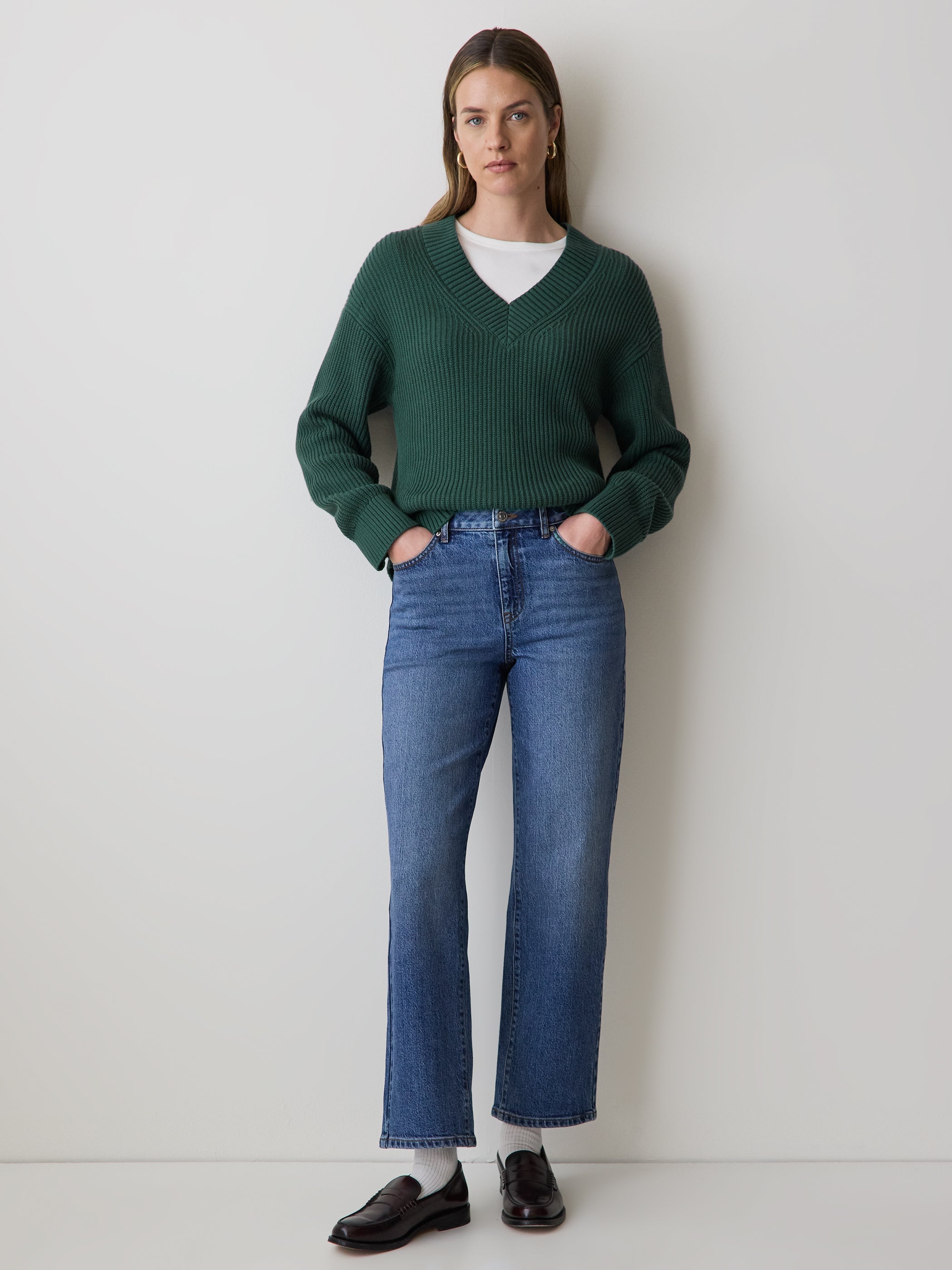 Long-Sleeve V-Neck Sweater rw&co On Sale