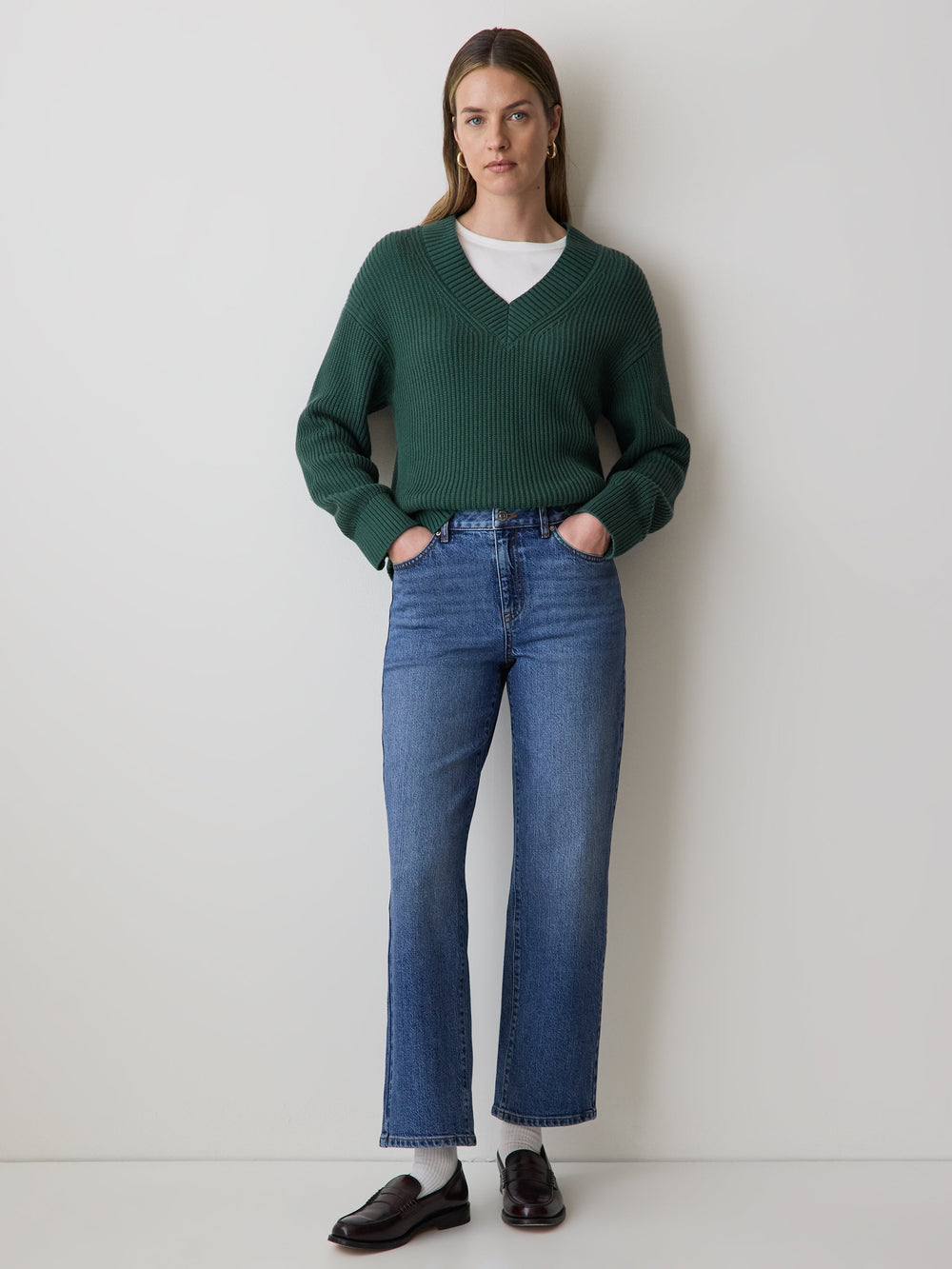 Long-Sleeve V-Neck Sweater rw&co On Sale