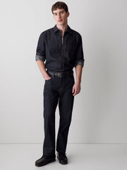 Long-Sleeve Raw Denim Shirt with Chest Pocket rw&co Exclusive Sale Price