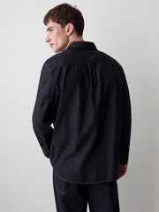 Long-Sleeve Raw Denim Shirt with Chest Pocket rw&co Exclusive Sale Price