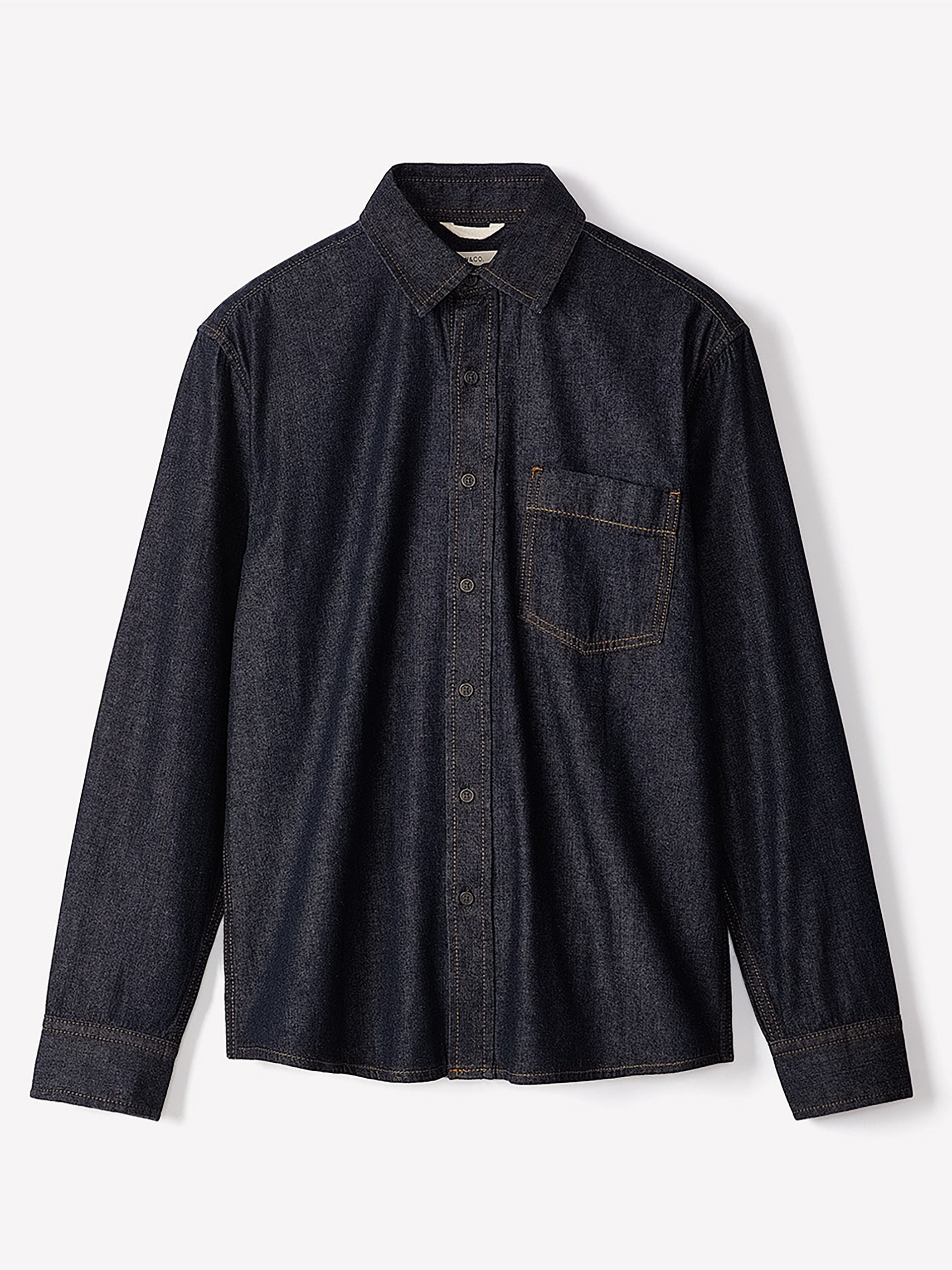 Long-Sleeve Raw Denim Shirt with Chest Pocket rw&co Exclusive Sale Price