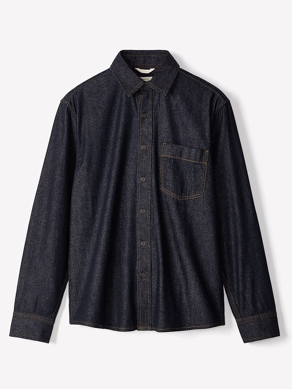 Long-Sleeve Raw Denim Shirt with Chest Pocket rw&co Exclusive Sale Price
