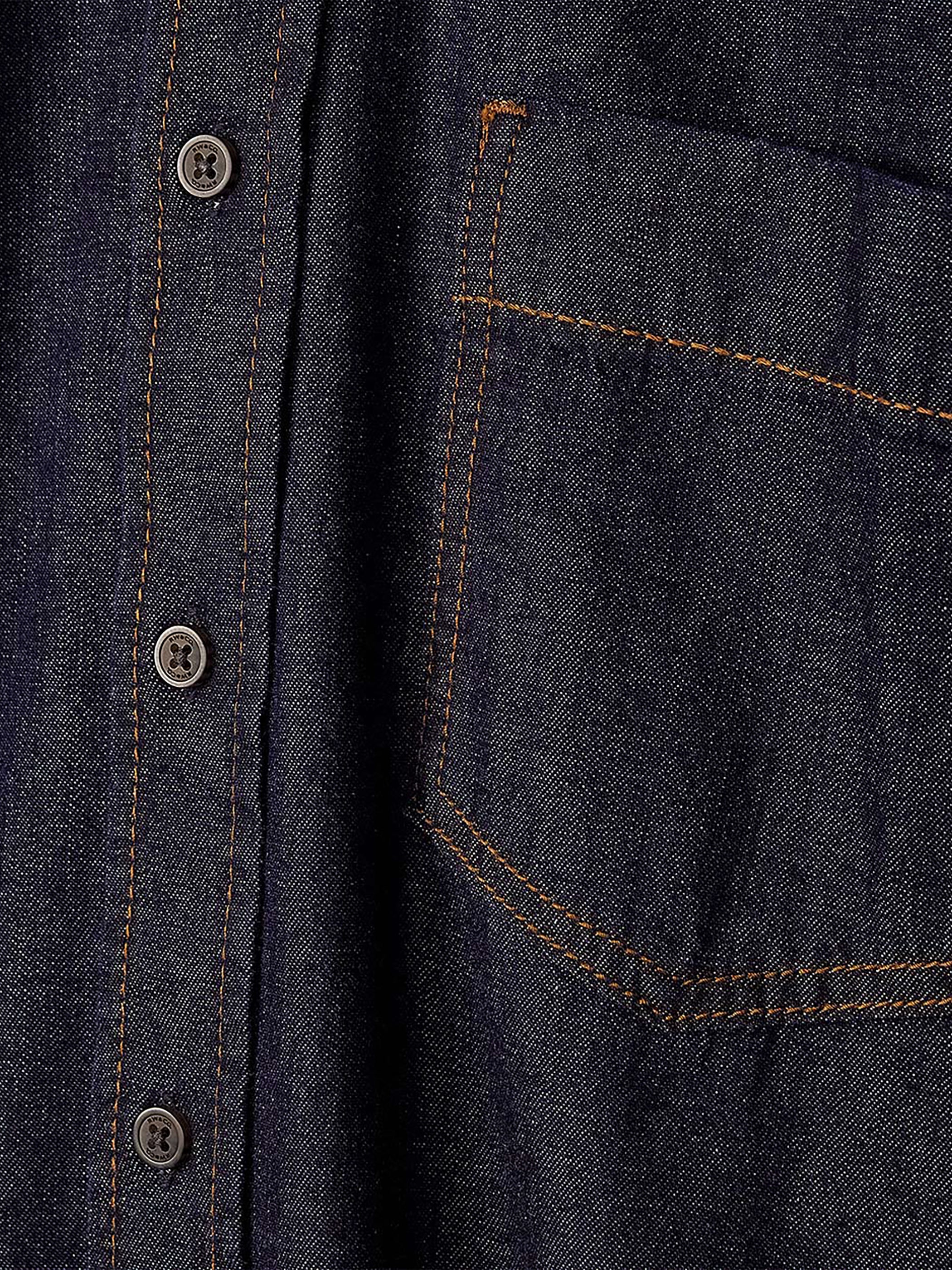 Long-Sleeve Raw Denim Shirt with Chest Pocket rw&co Exclusive Sale Price