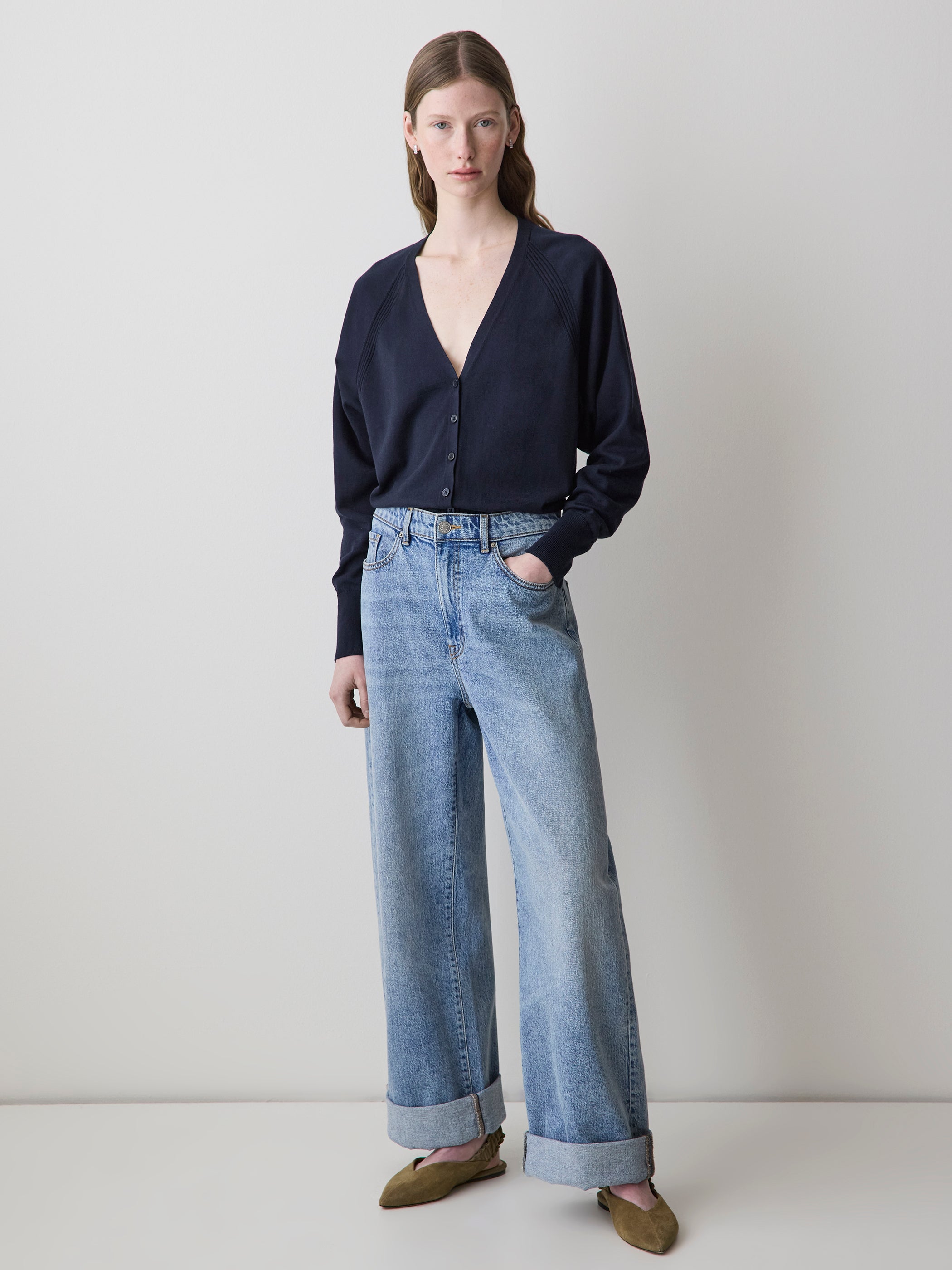 Long-Sleeve V-Neck Cardigan rw&co Special Offer
