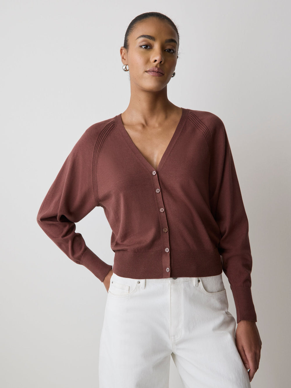 Long-Sleeve V-Neck Cardigan rw&co Special Offer