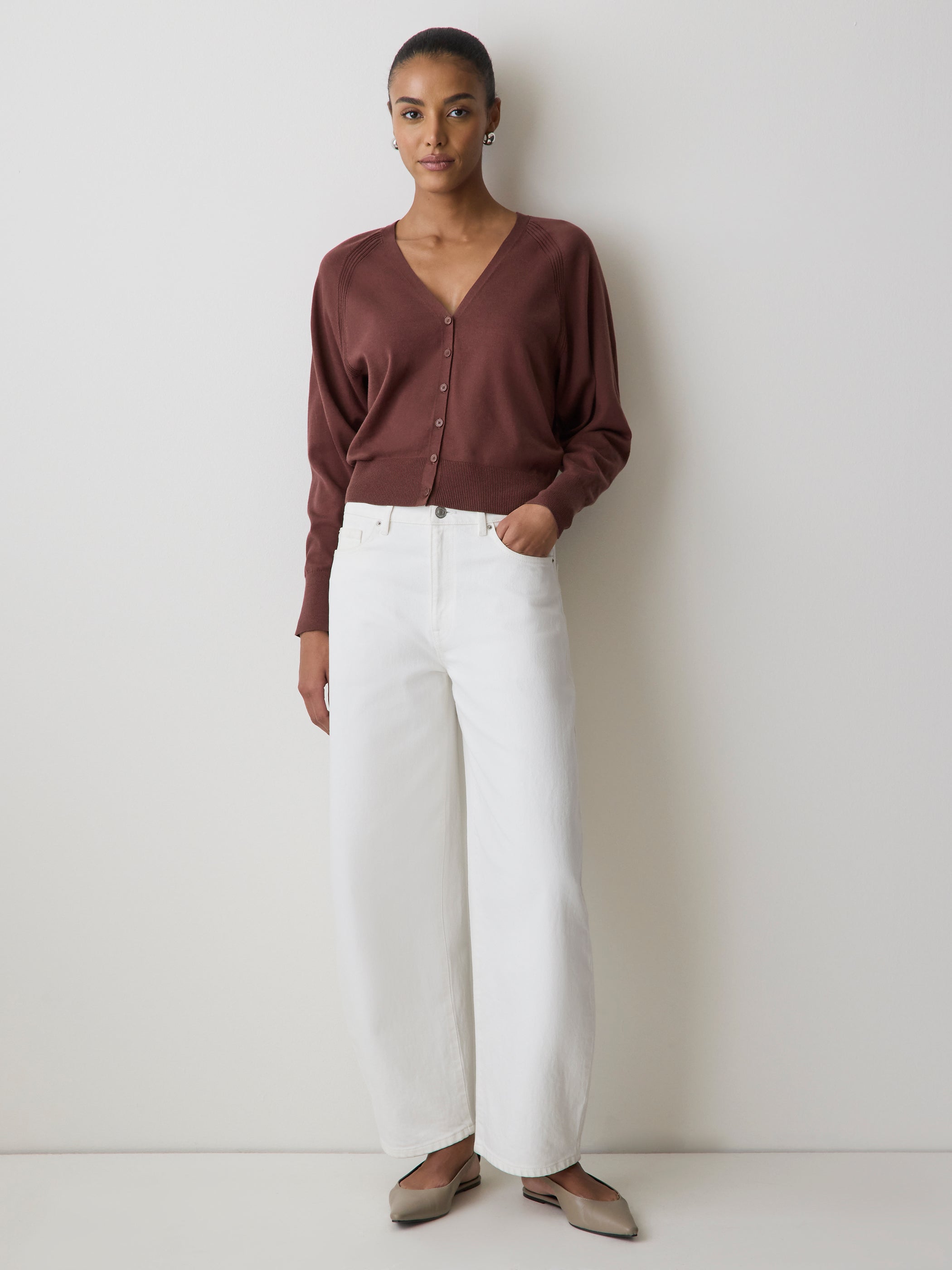Long-Sleeve V-Neck Cardigan rw&co Special Offer