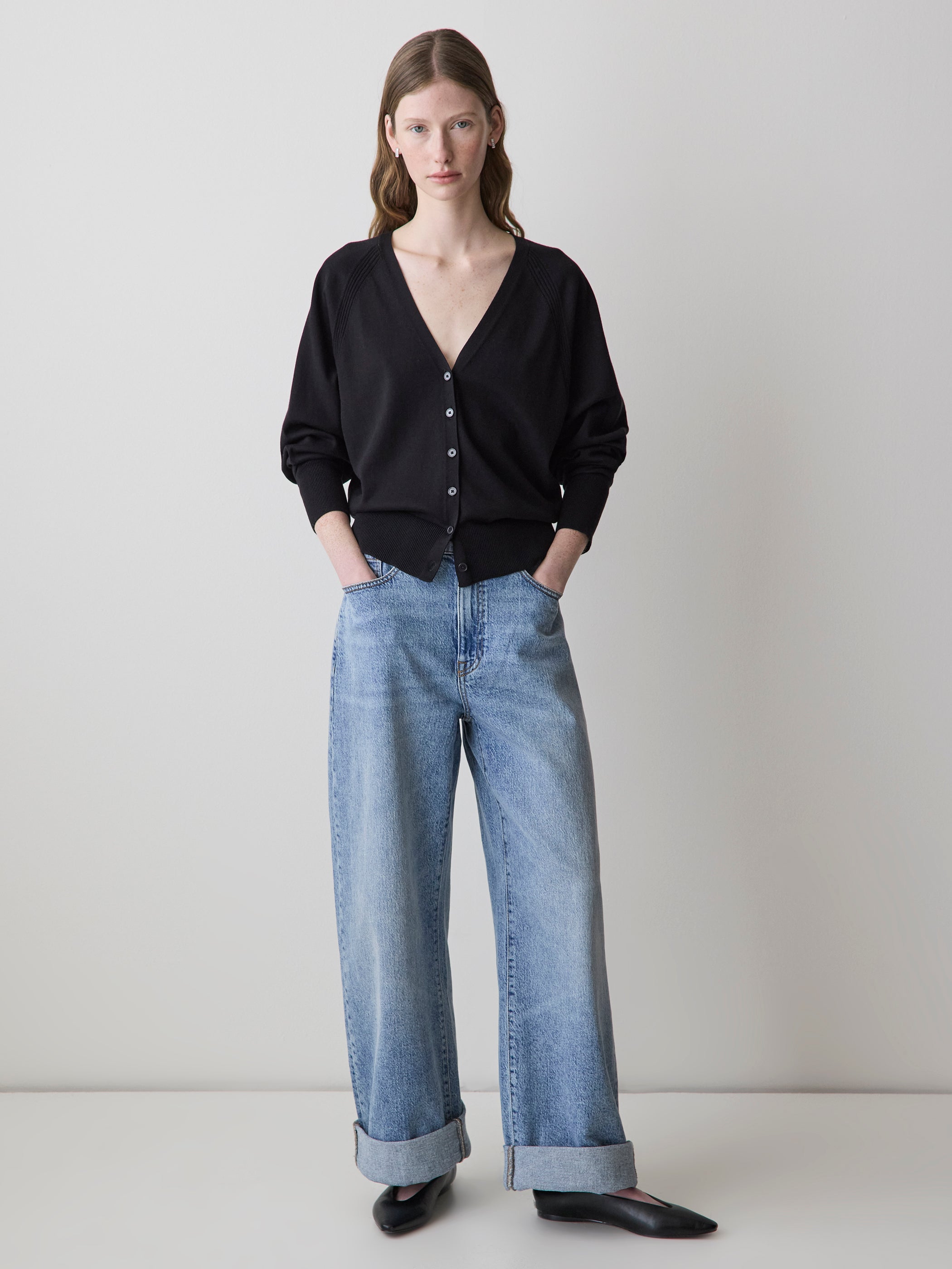 Long-Sleeve V-Neck Cardigan rw&co Special Offer