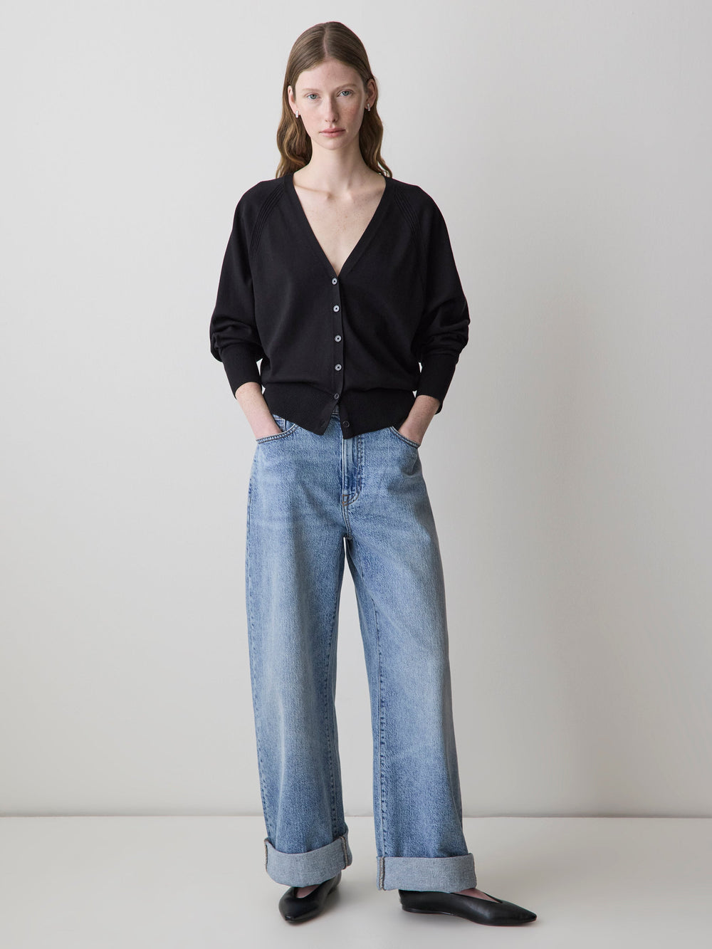 Long-Sleeve V-Neck Cardigan rw&co Special Offer