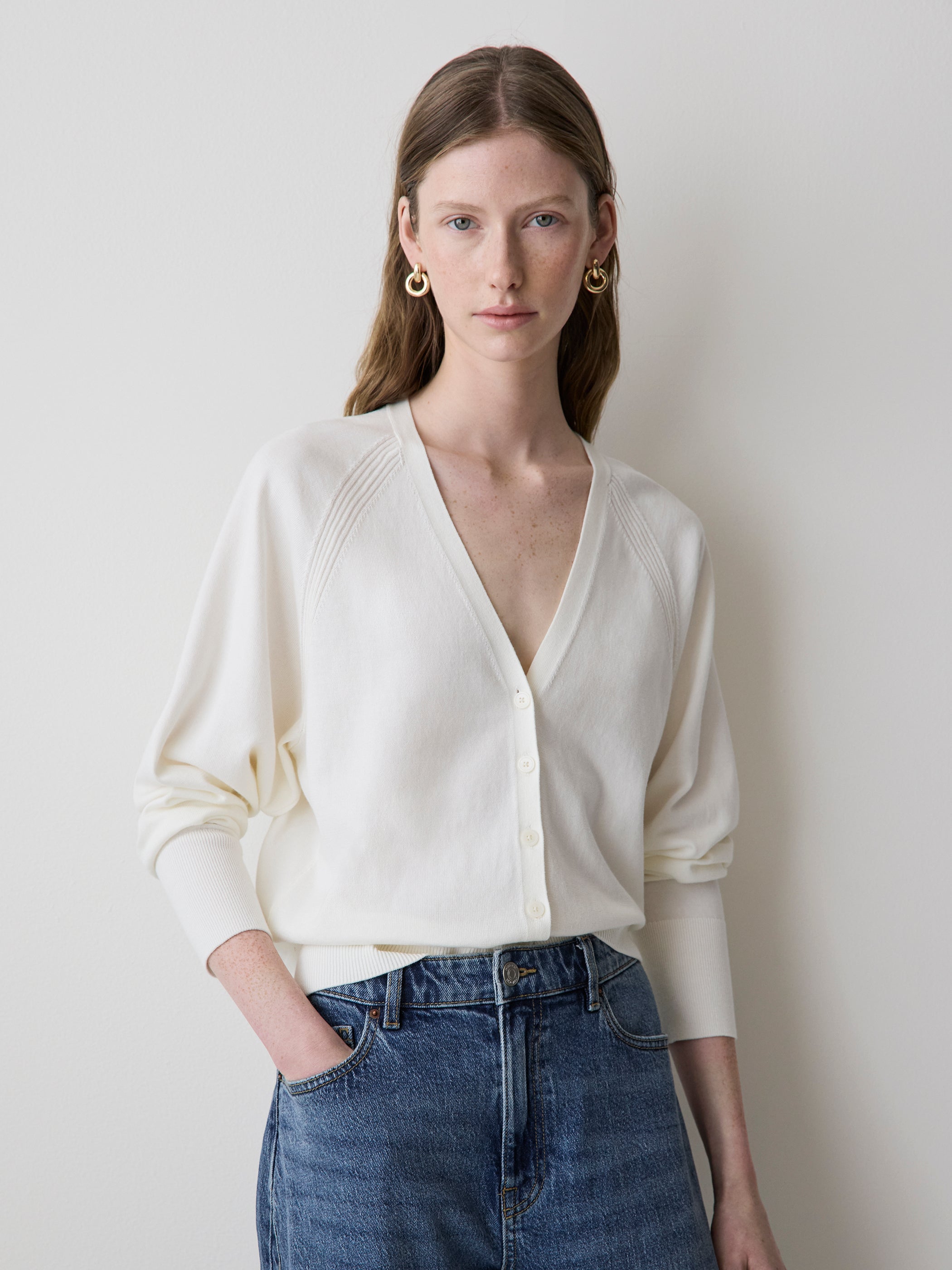 Long-Sleeve V-Neck Cardigan rw&co Special Offer