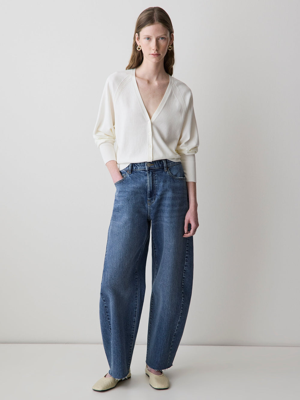 Long-Sleeve V-Neck Cardigan rw&co Special Offer