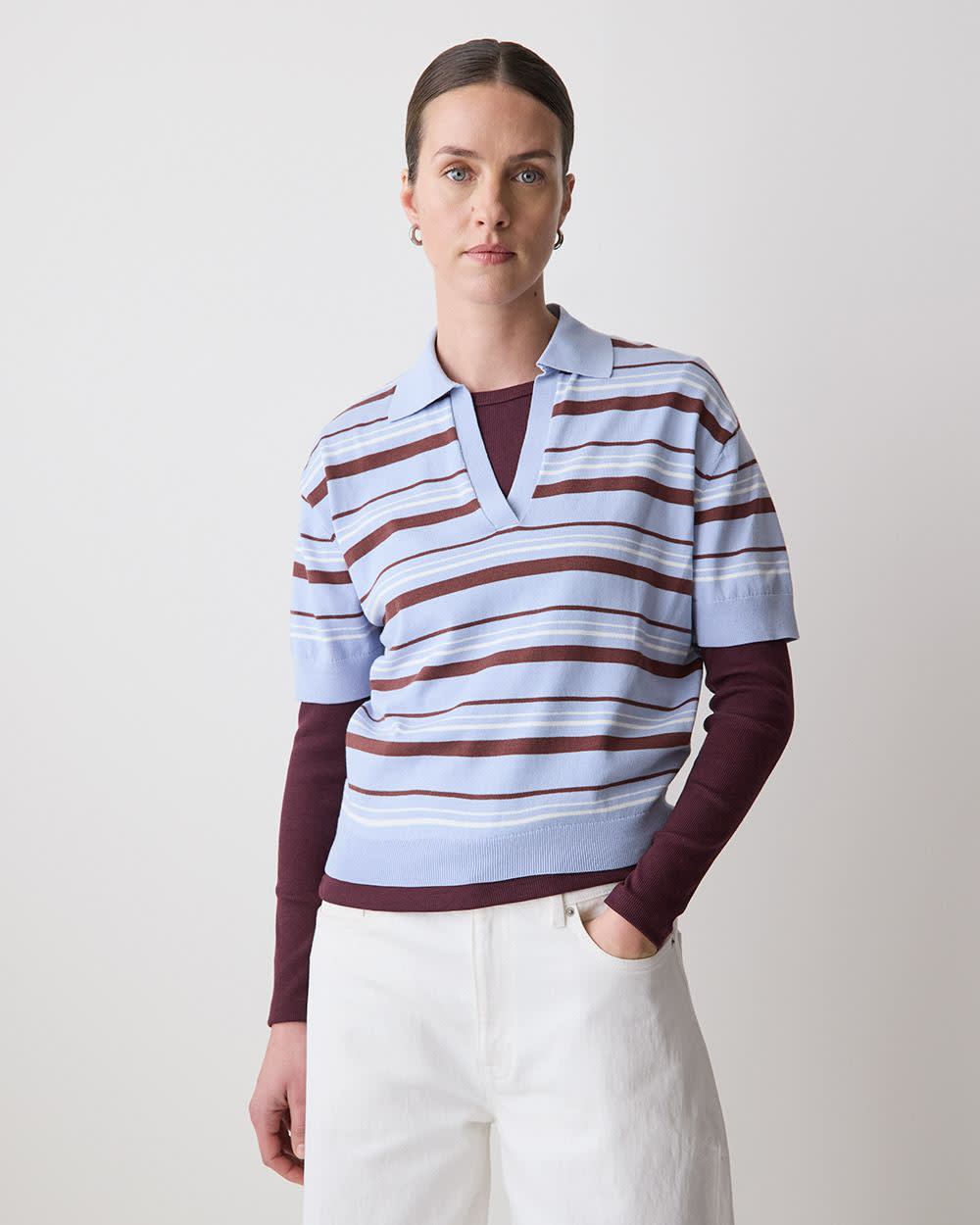 Short-Sleeve Polo Sweater rw&co Great Value Deal