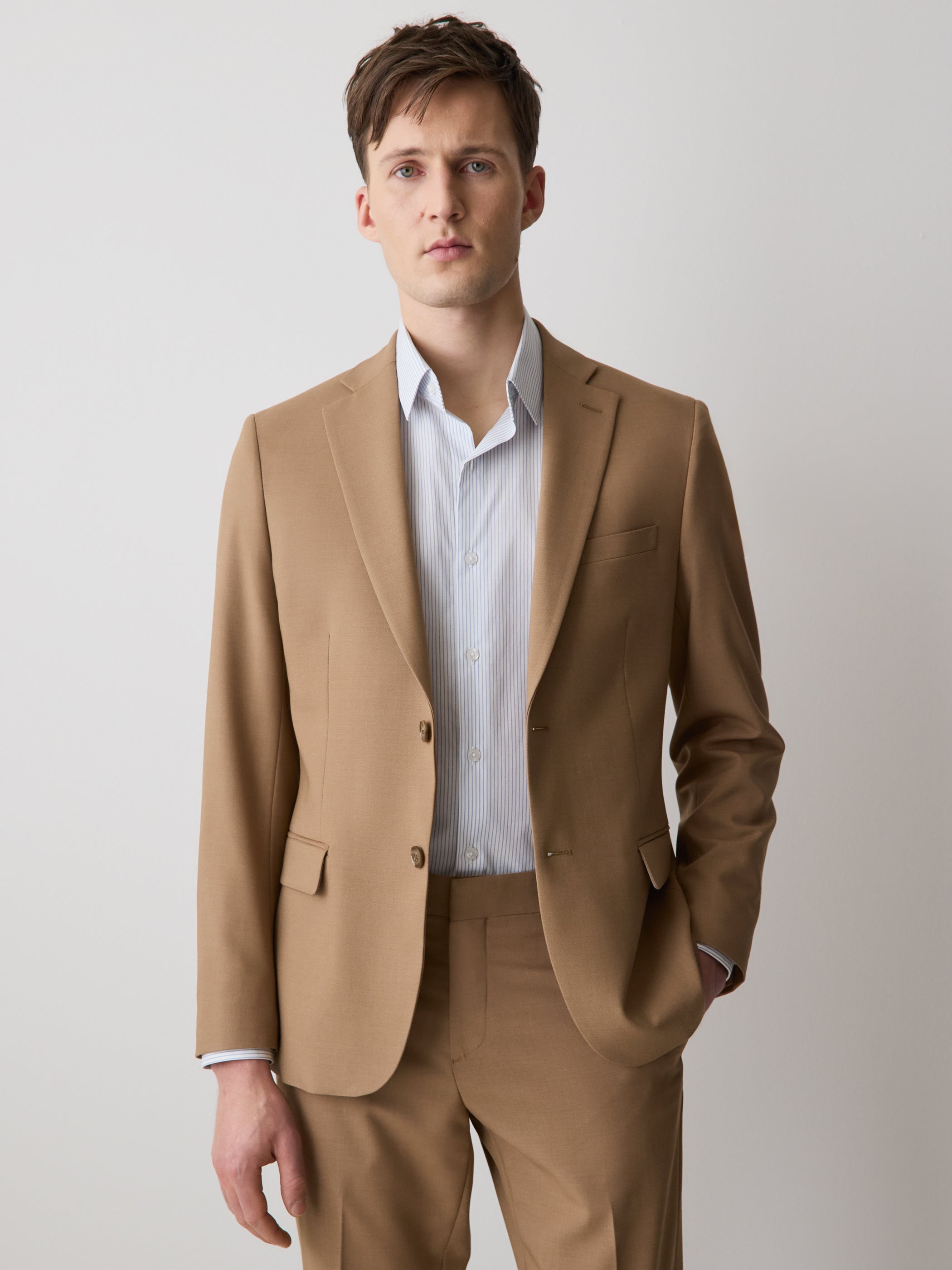 Slim Fit Peachy Camel Suit Blazer rw&co Exclusive Sale Price