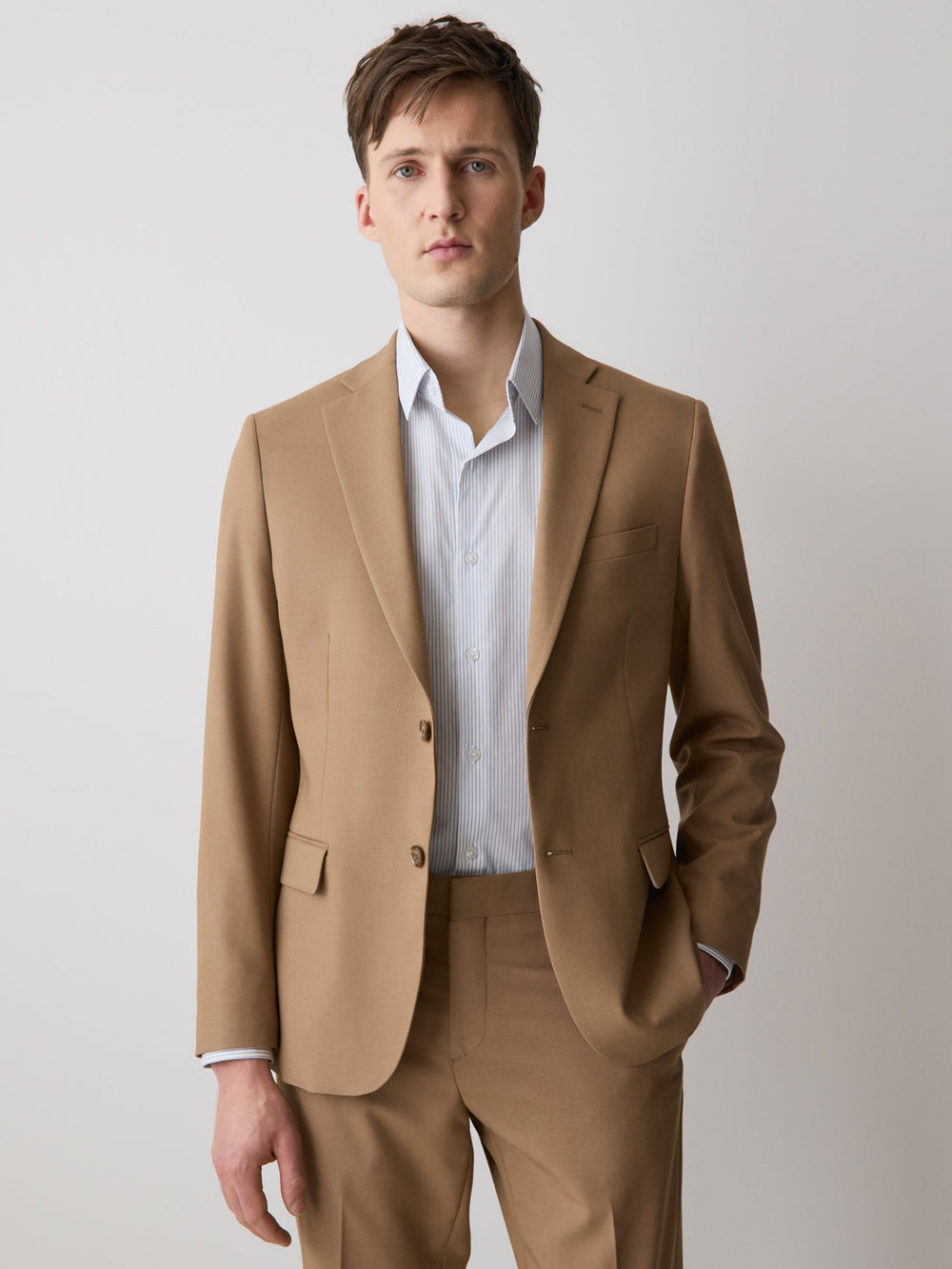 Slim Fit Peachy Camel Suit Blazer rw&co Exclusive Sale Price