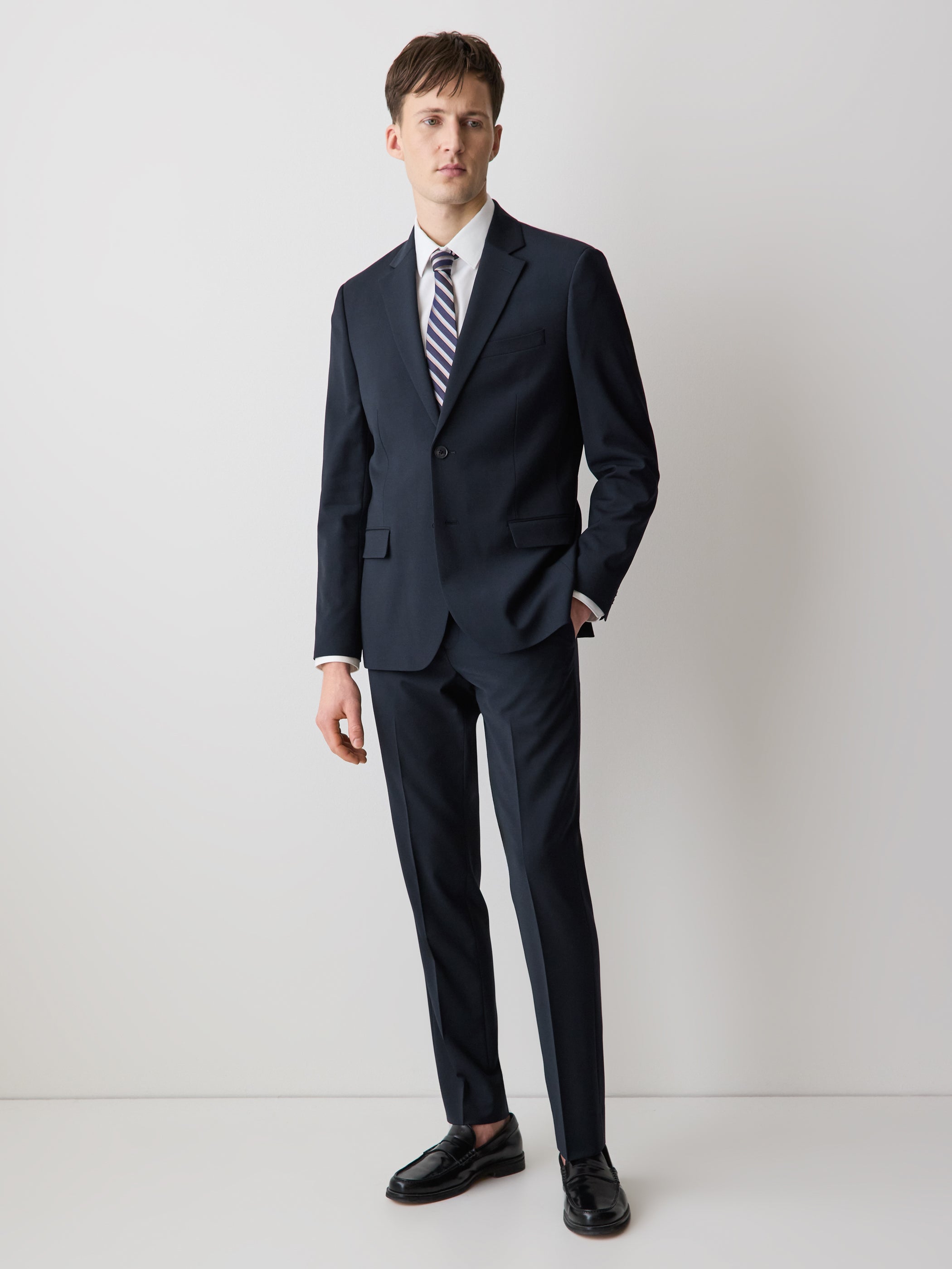 Slim Fit Navy Wool Suit Blazer rw&co Special Promo Price