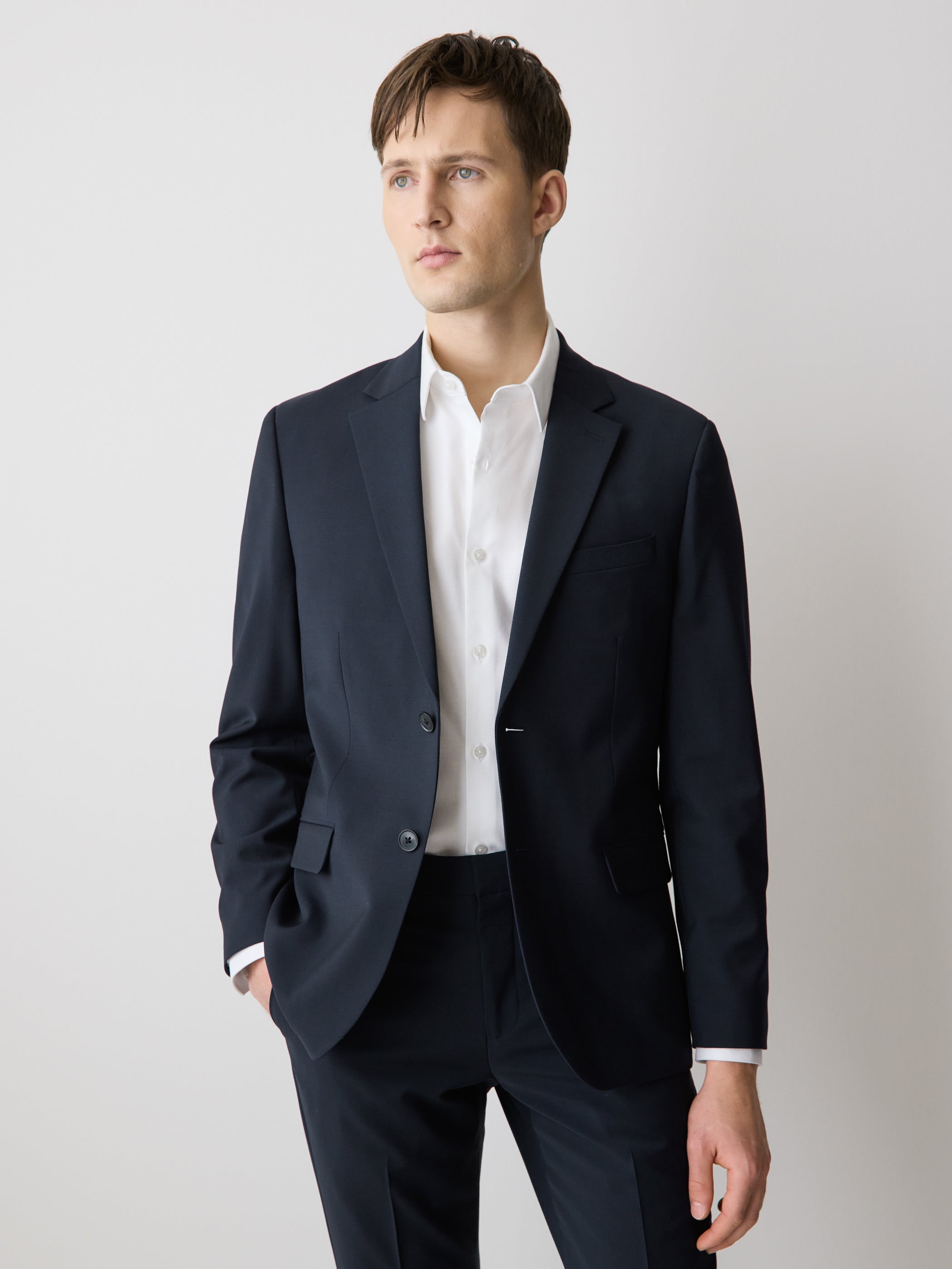 Slim Fit Navy Wool Suit Blazer rw&co Special Promo Price