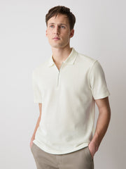 Short-Sleeve Ribbed Quarter-Zip Polo rw&co On Sale