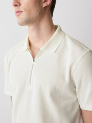 Short-Sleeve Ribbed Quarter-Zip Polo rw&co On Sale