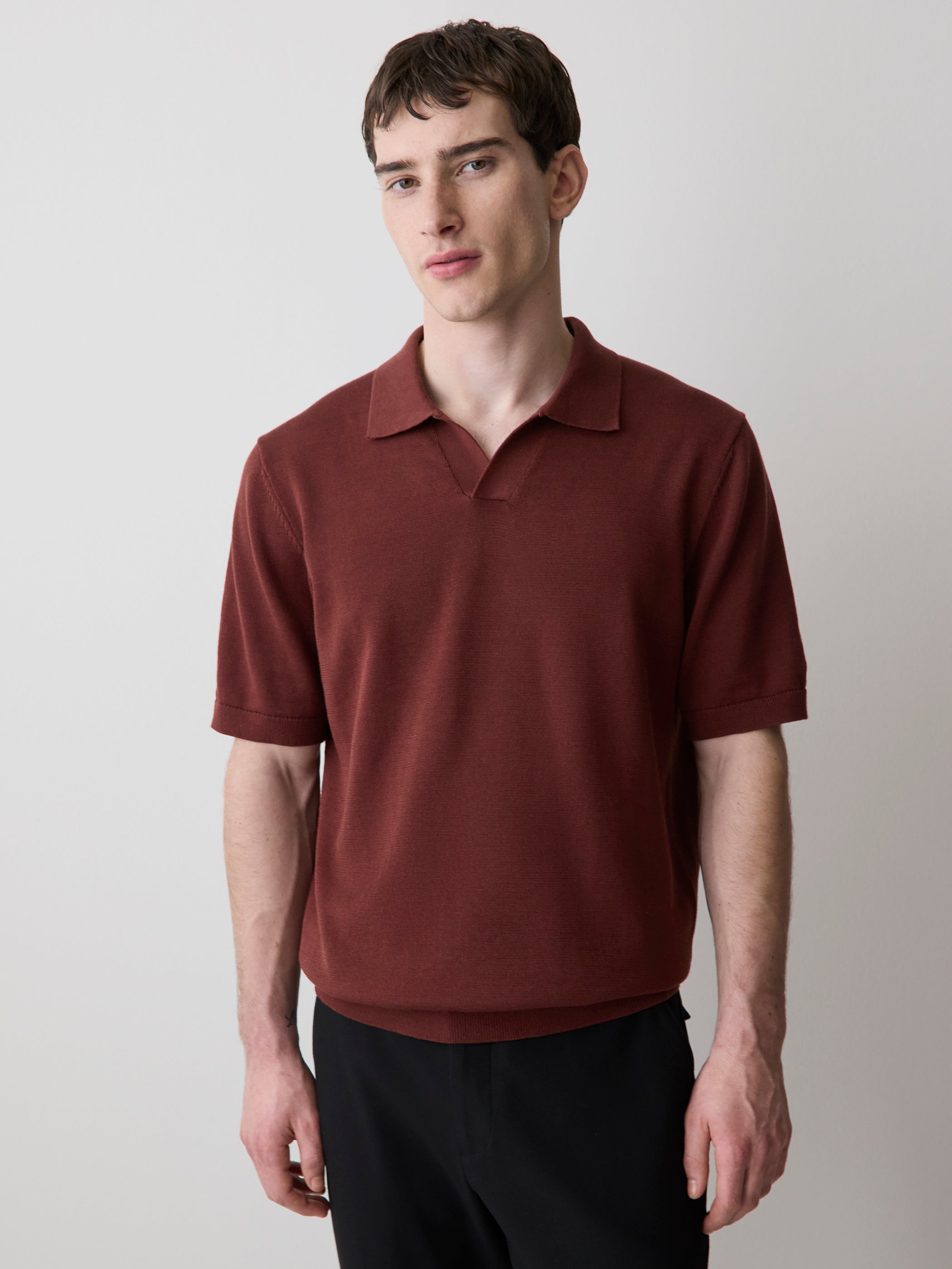 Cotton Short-Sleeve Polo with Johnny Collar rw&co Exclusive Sale Price